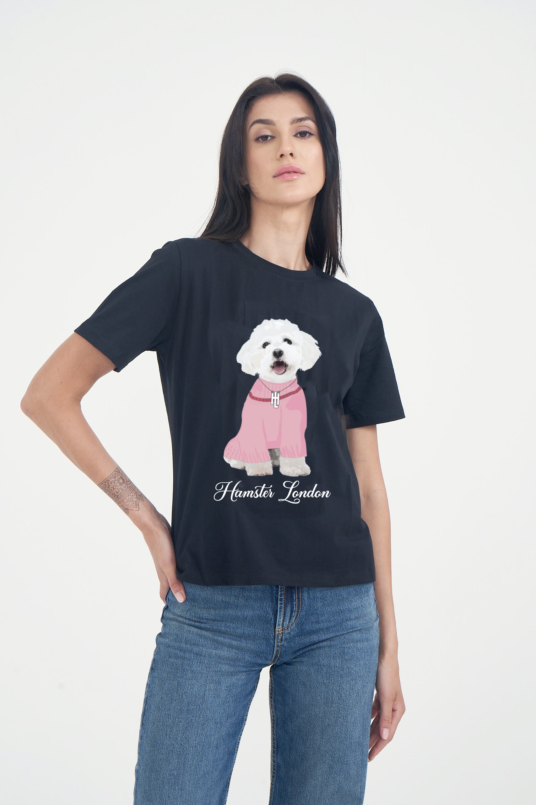 Hamster London Pup H Poodle T-shirt Black