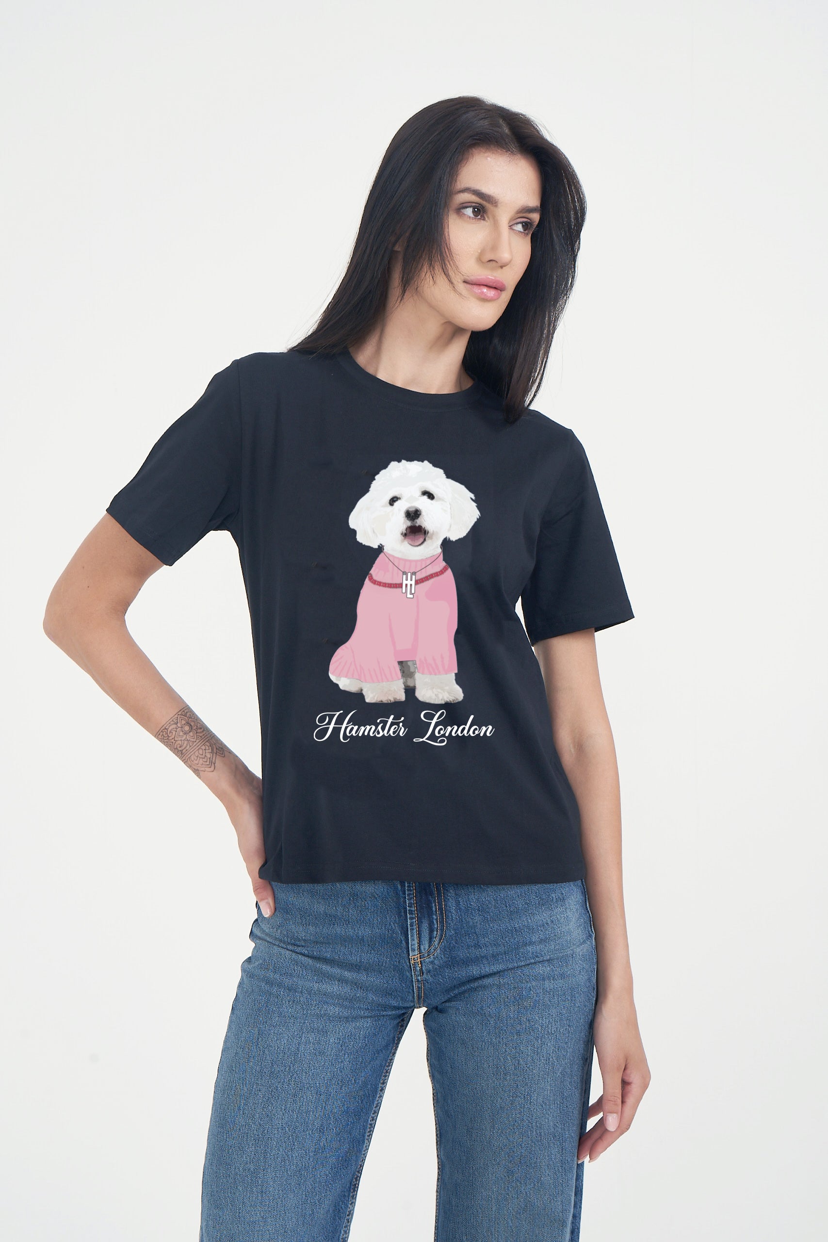 Hamster London Pup H Poodle T-shirt Black