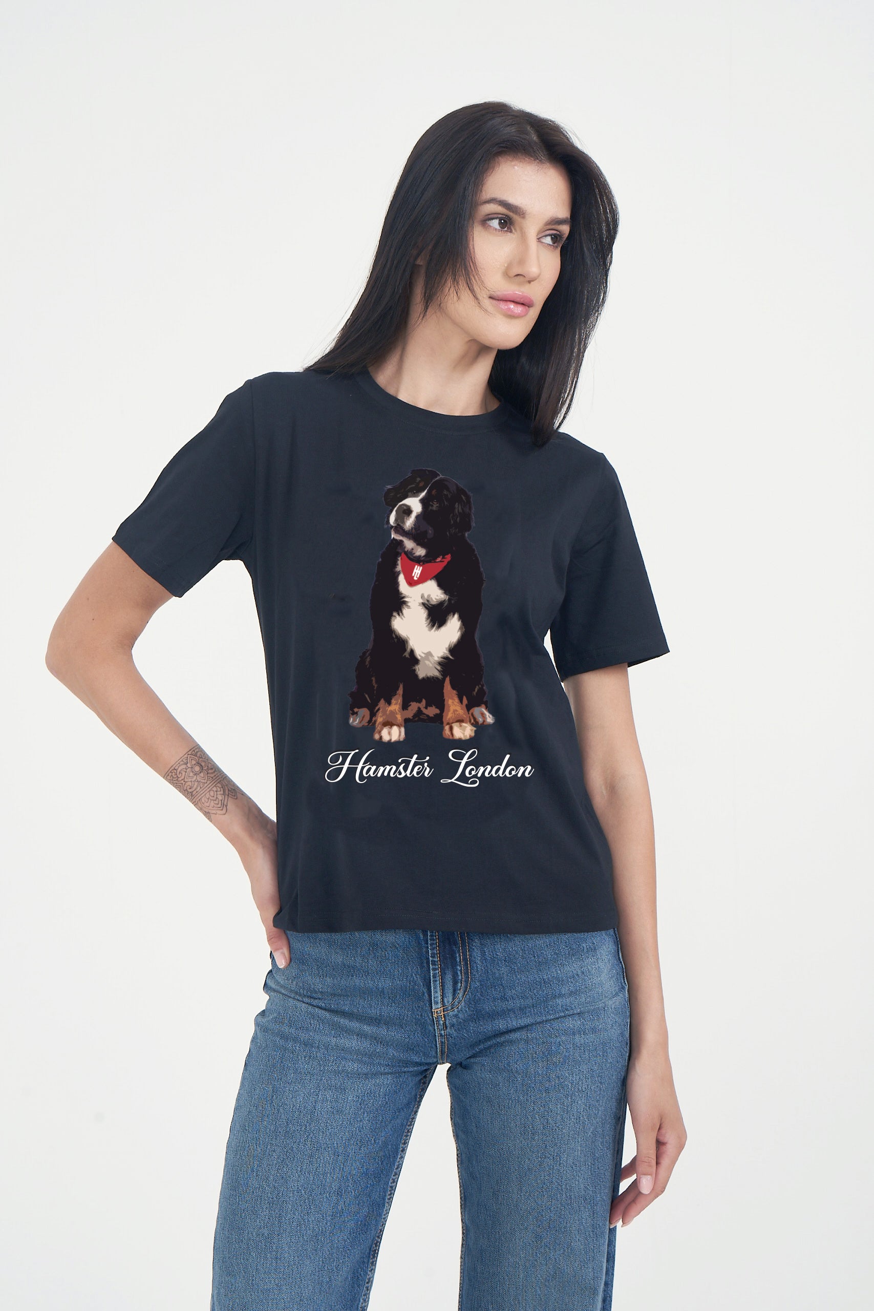 Hamster London Pup H Border Collie T-shirt Black
