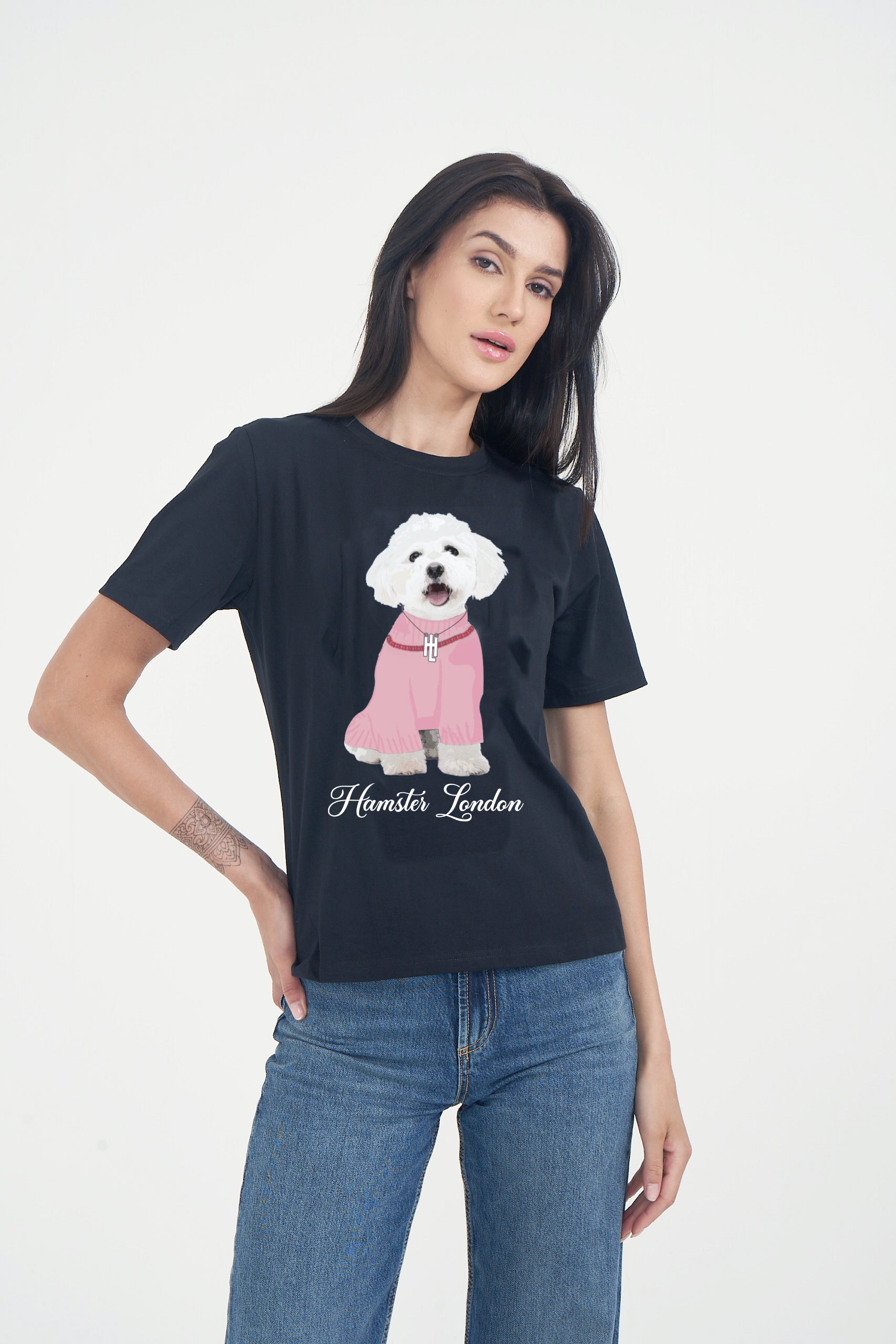 Hamster London Pup H Poodle T-shirt Black