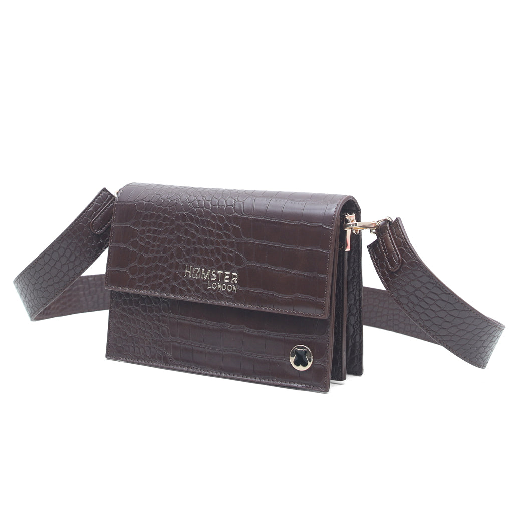 Hamster London Roma Mini Flap Bag Brown