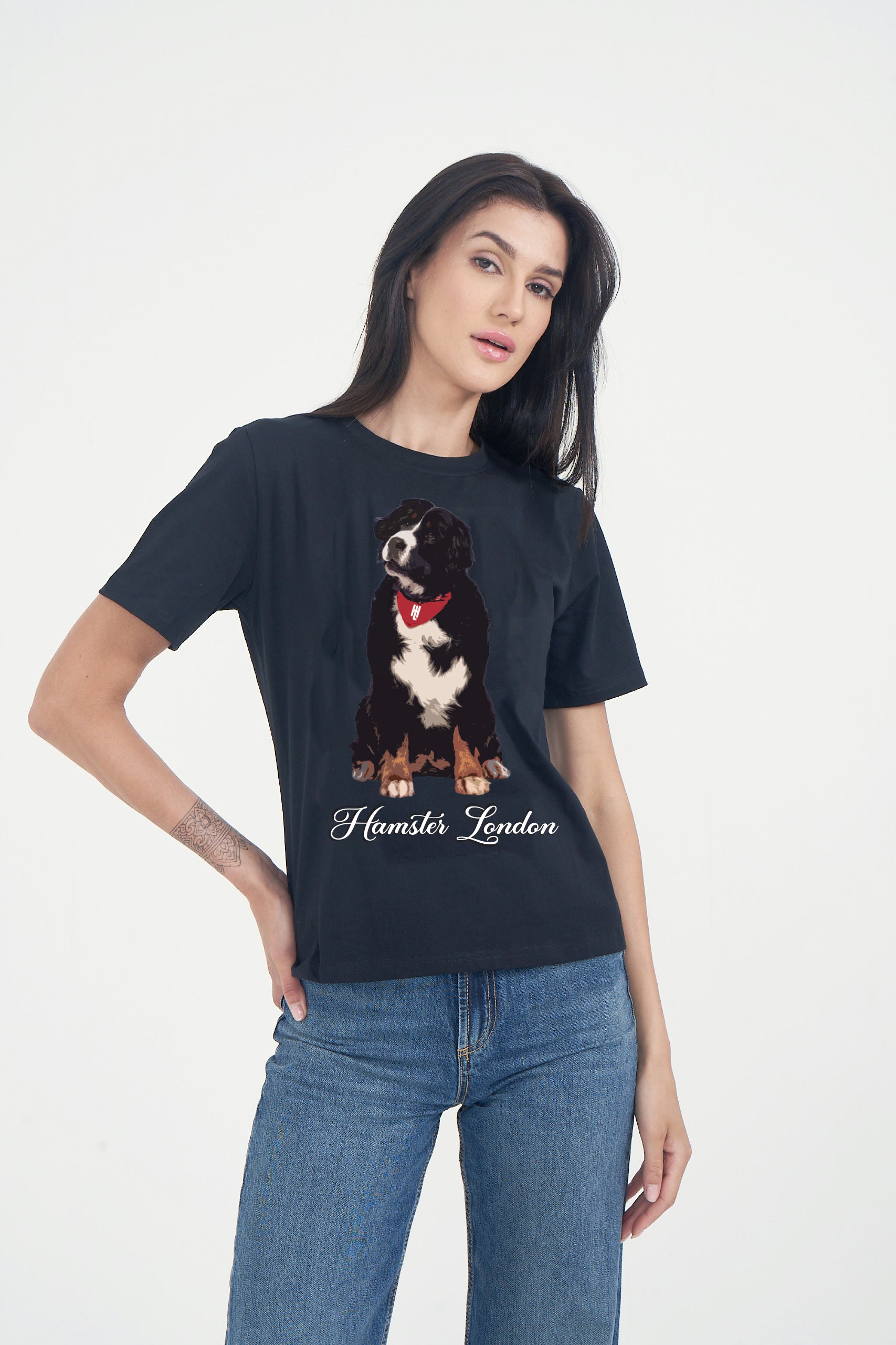 Hamster London Pup H Border Collie T-shirt Black