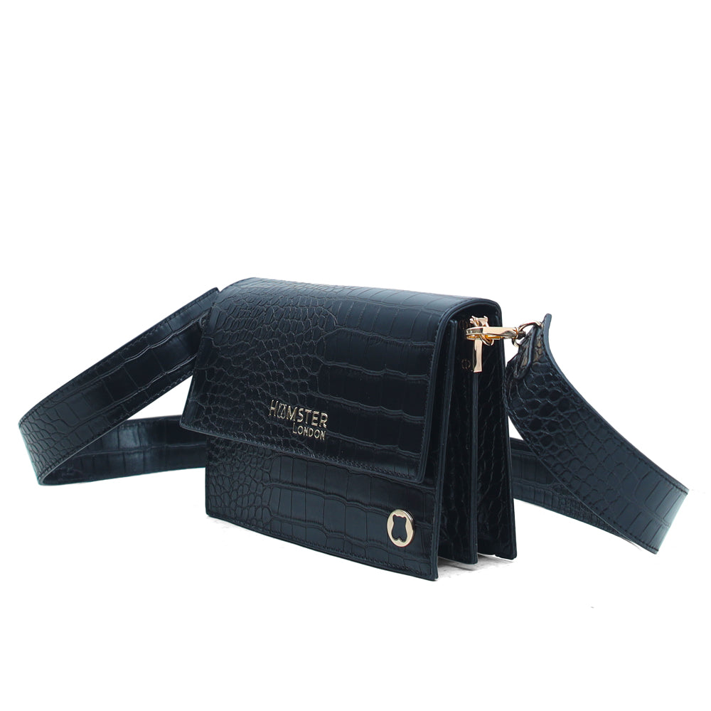 Hamster London Roma Mini Flap Bag Black