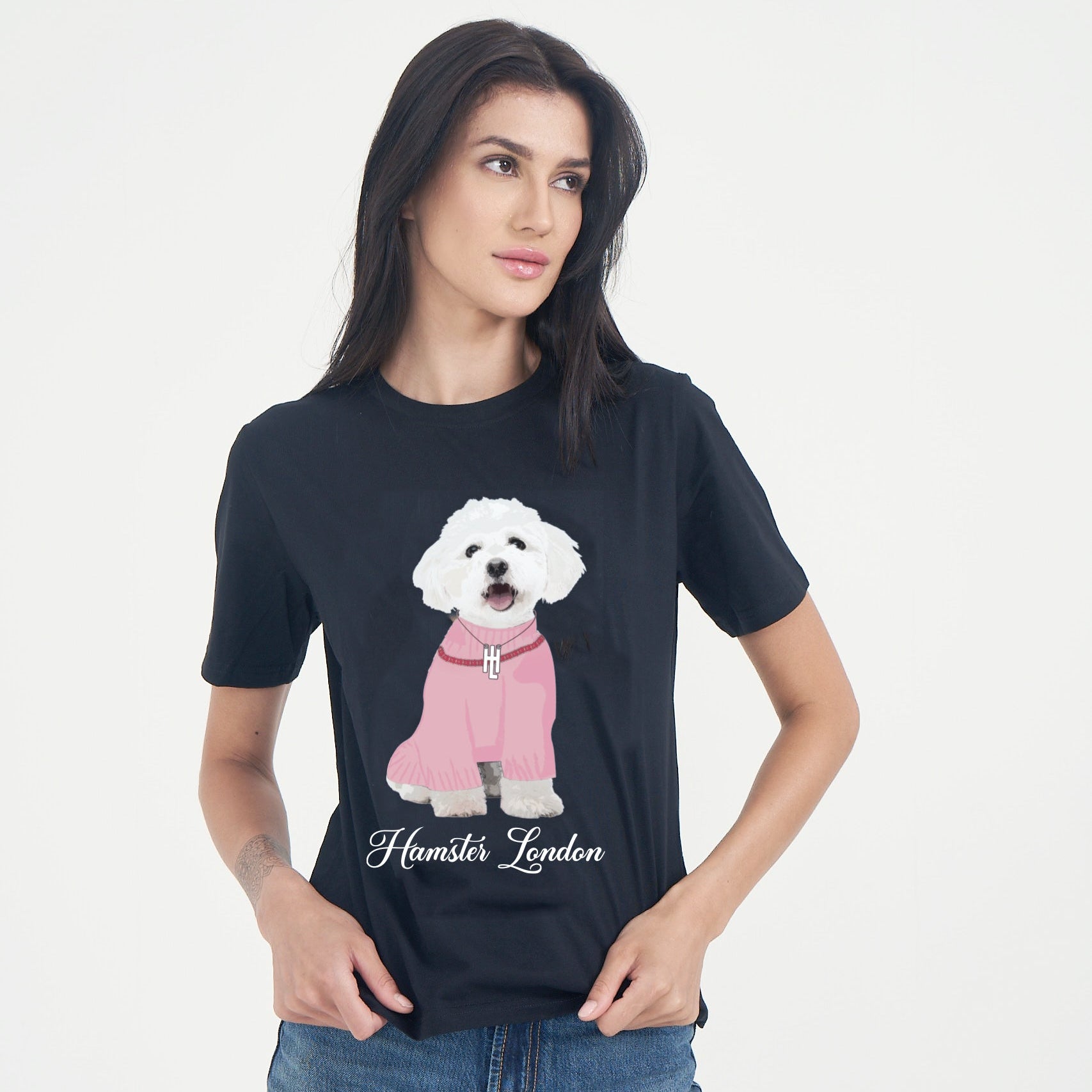 Hamster London Pup H Poodle T-shirt Black