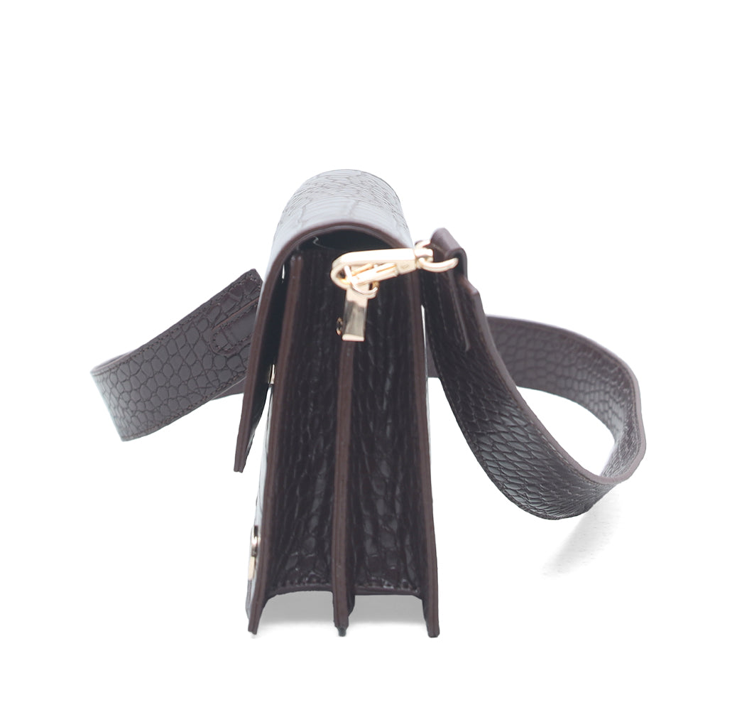 Hamster London Roma Mini Flap Bag Brown