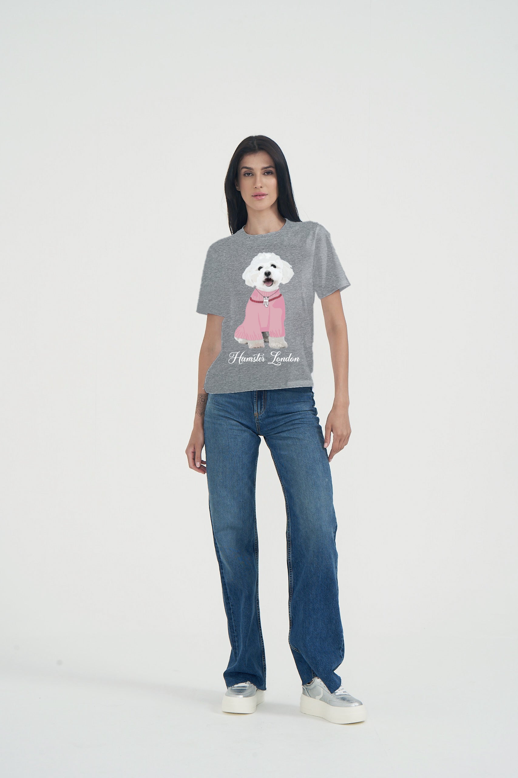 Hamster London Pup H Poodle T-shirt Grey