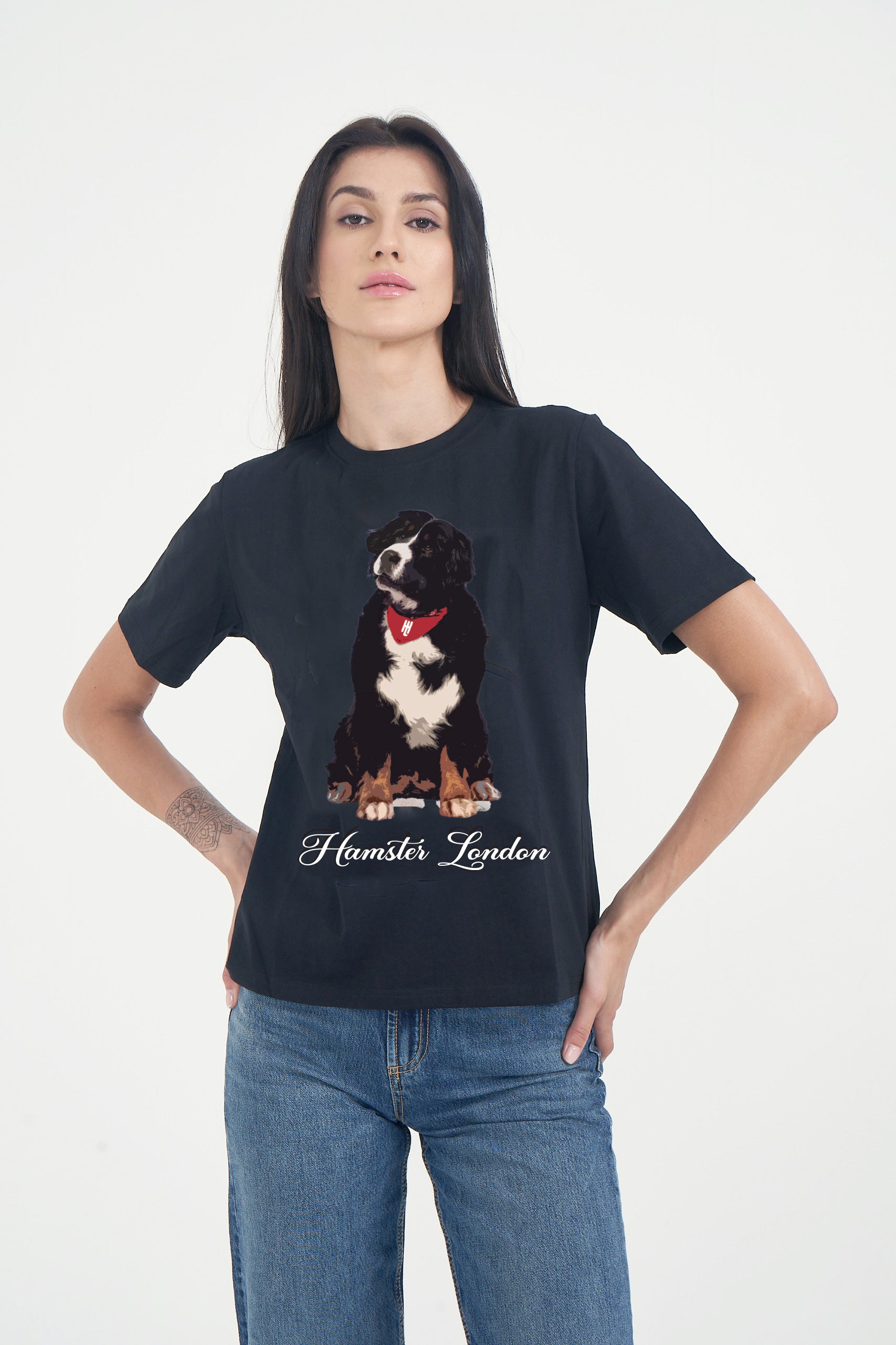 Hamster London Pup H Border Collie T-shirt Black