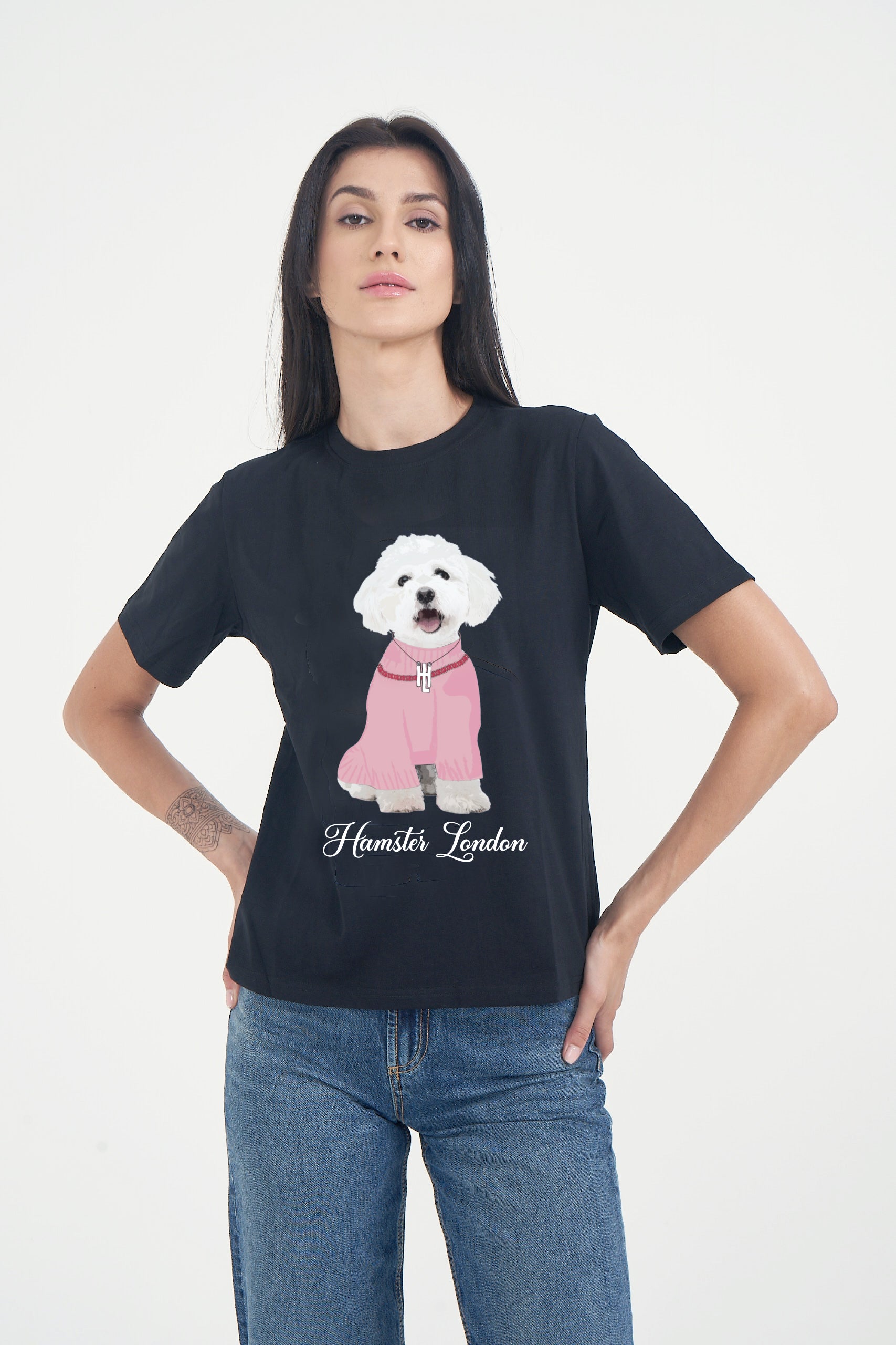 Hamster London Pup H Poodle T-shirt Black