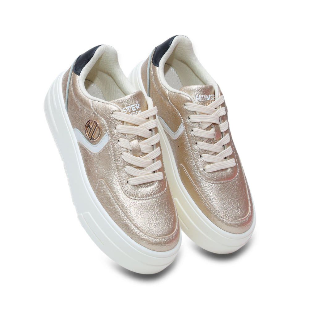 Hamster London Metallic Motion Gold Sneakers