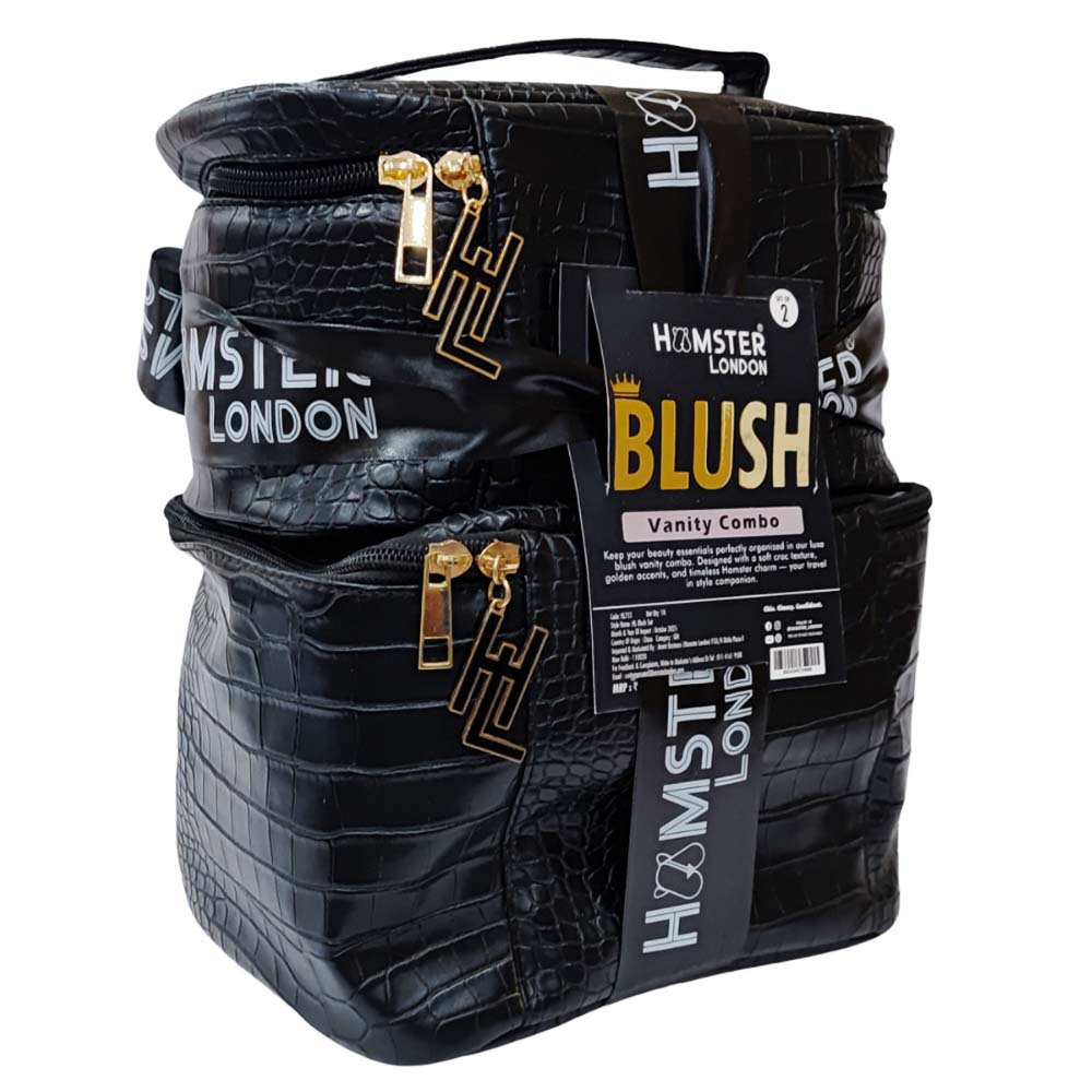 Hamster London Blush Pouch Vanity Combo Set of 2 Black