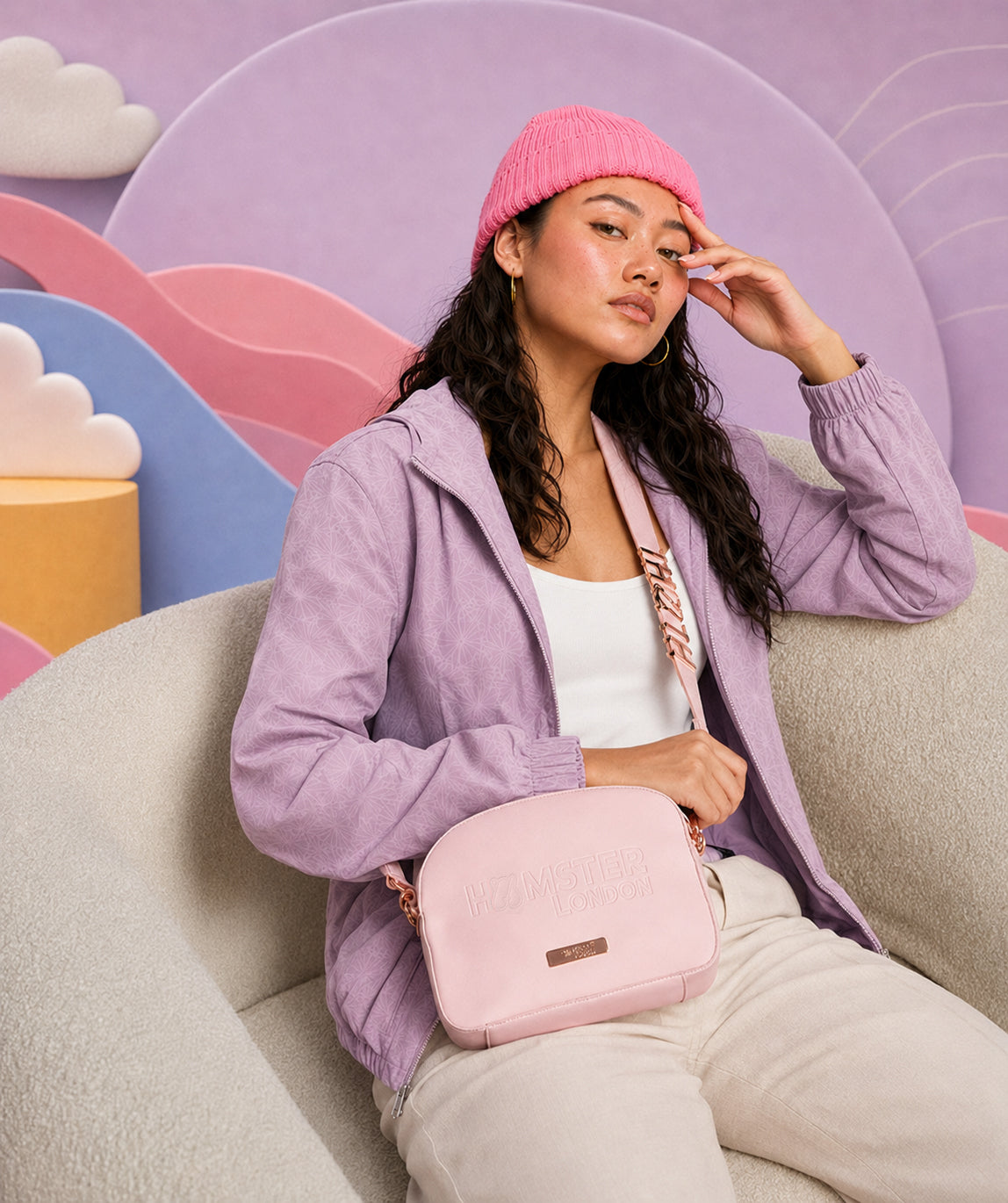 Hamster London Melissa Luna Cross Body Sling Bag Pink