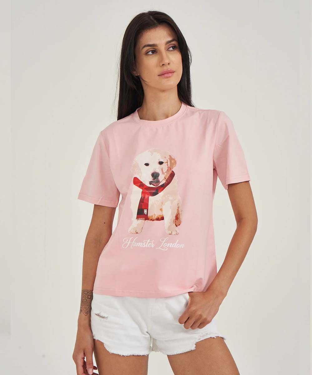 Hamster London Pup H Labrador T-shirt Pink With Pup H Lower Set