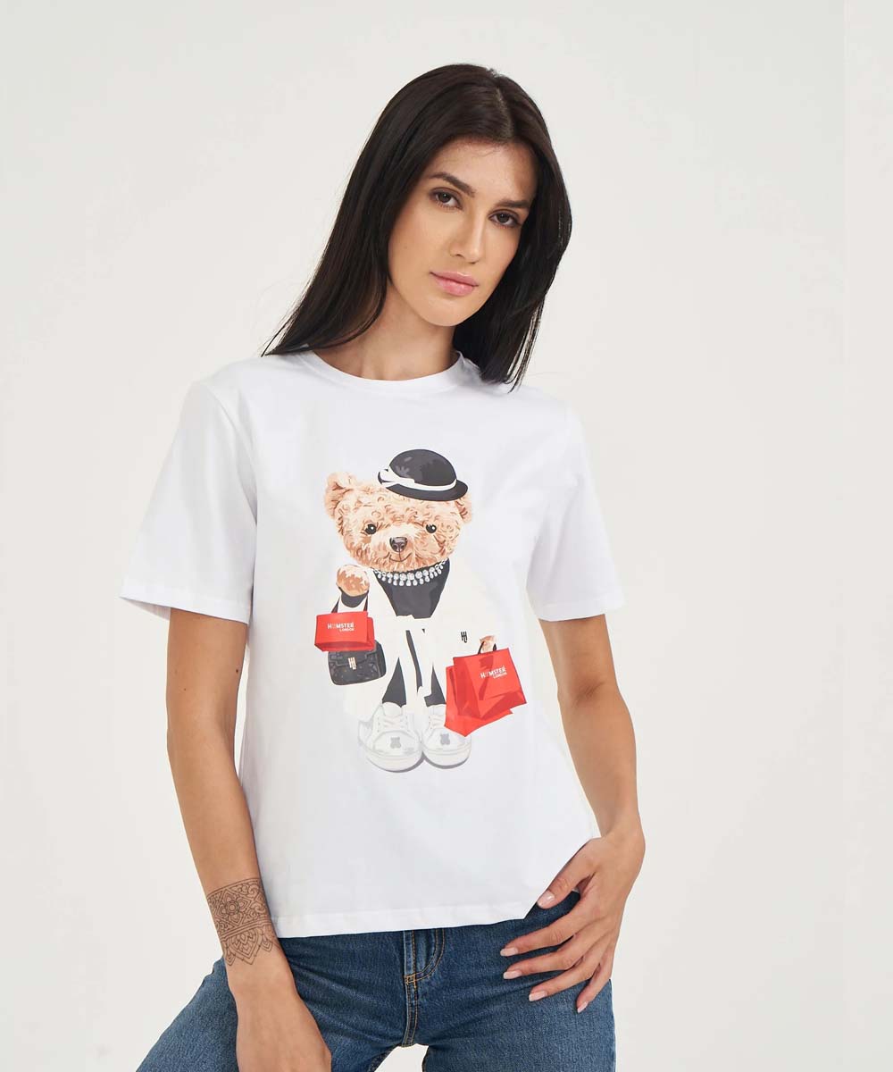 Hamster London Ted H Shopaholic T-Shirt White