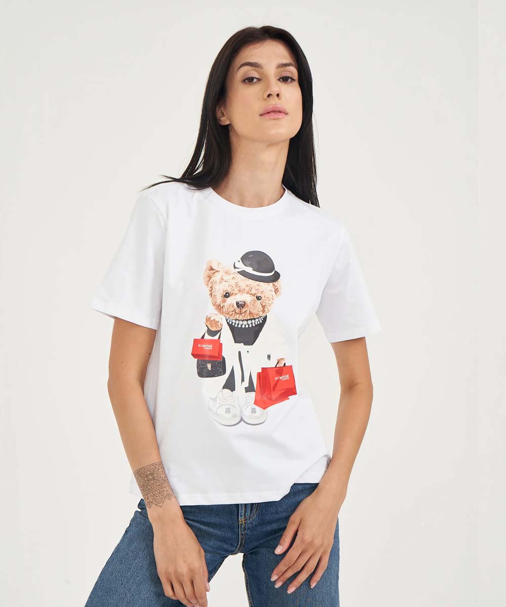 Hamster London Ted H Shopaholic T-Shirt White