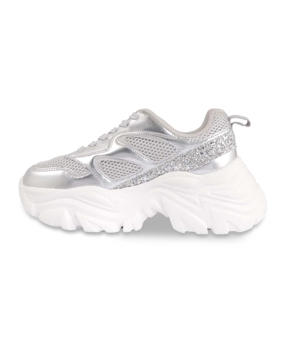 Hamster London Marcella Glitz Party Silver Sneakers