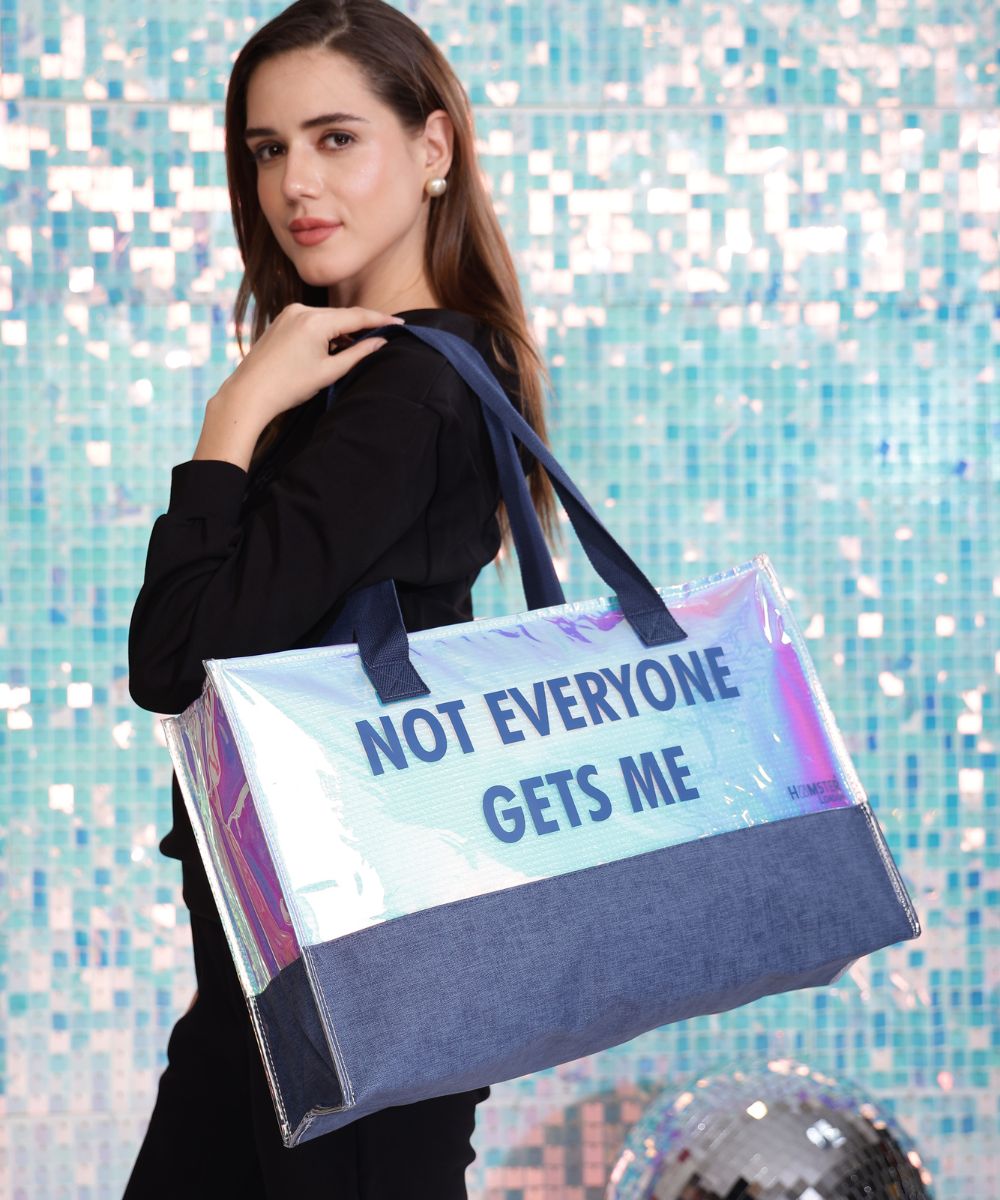 Hamster London Not Everyone Gets Me Tote Bag Denim Blue
