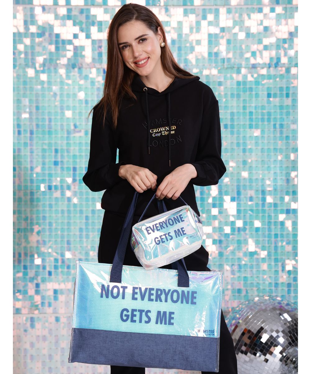 Hamster London Not Everyone Gets Me Tote Bag Denim Blue
