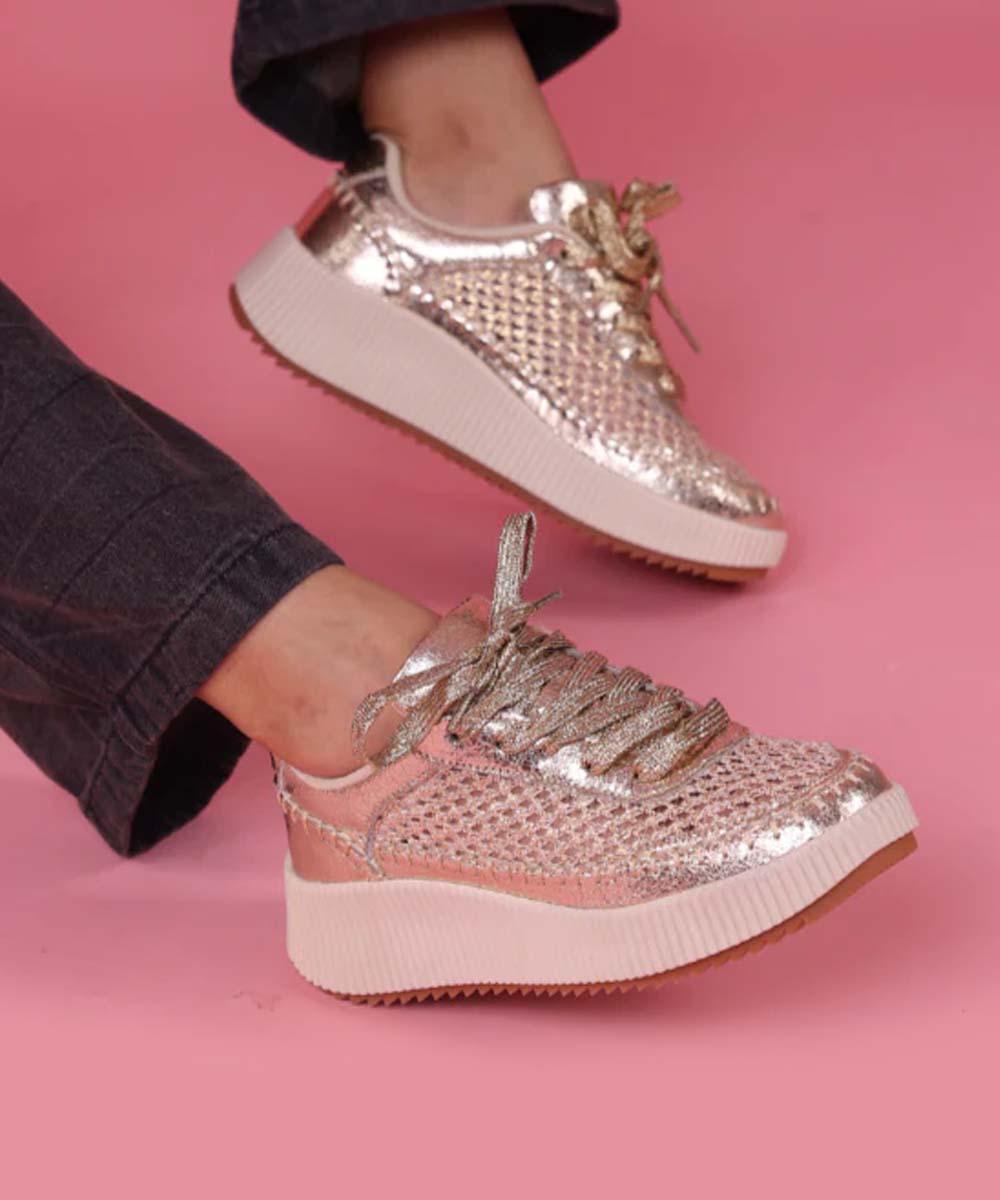Hamster London Marcella Mesh Gold Party Sneakers