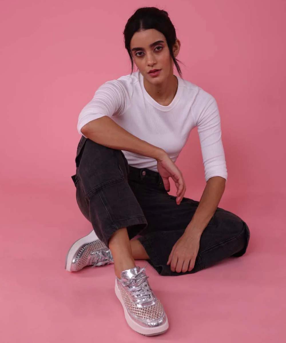 Hamster London Marcella Mesh Silver Party Sneakers
