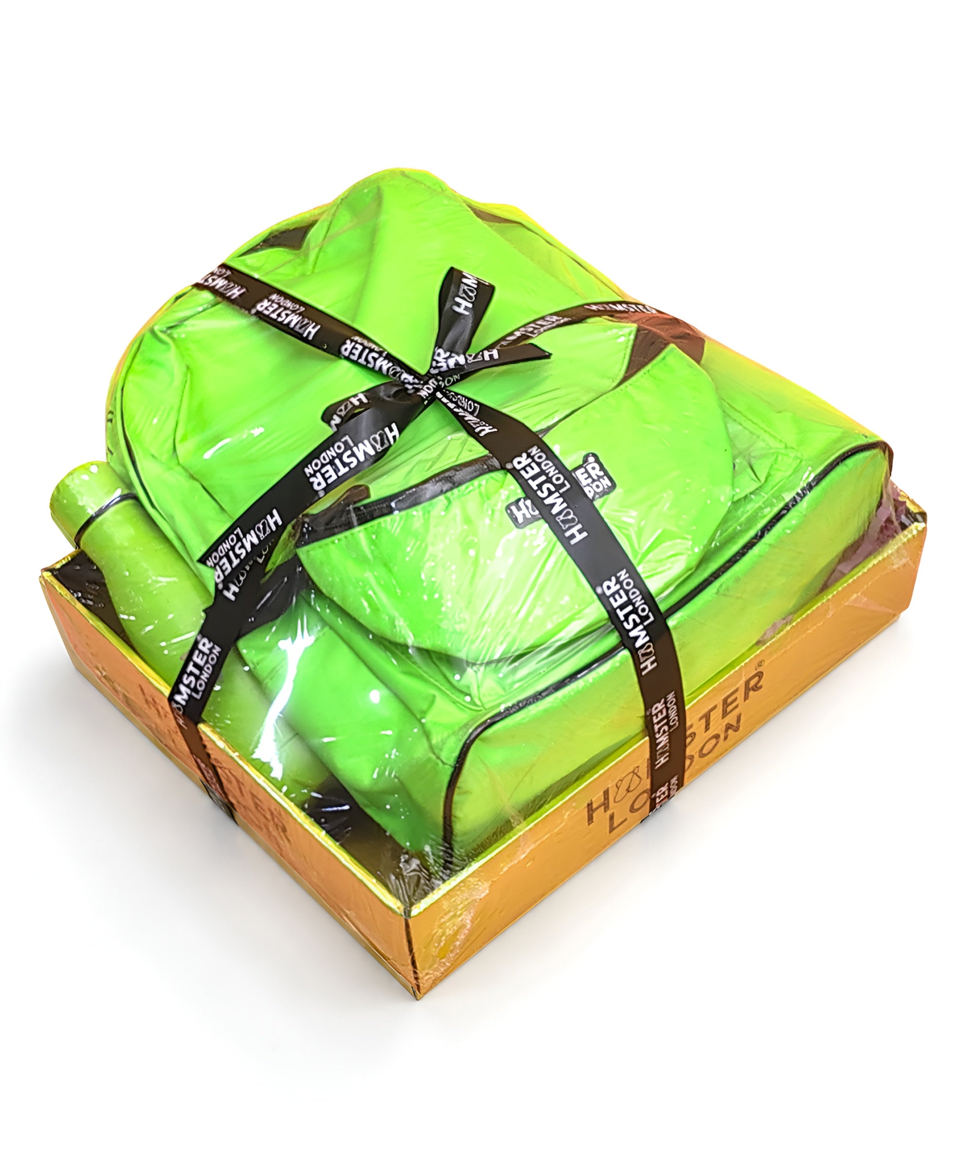 Hamster London Neon Colour Backpack Gift Set with Waist Bag, Stainless Steel Bottle & Slap Watch