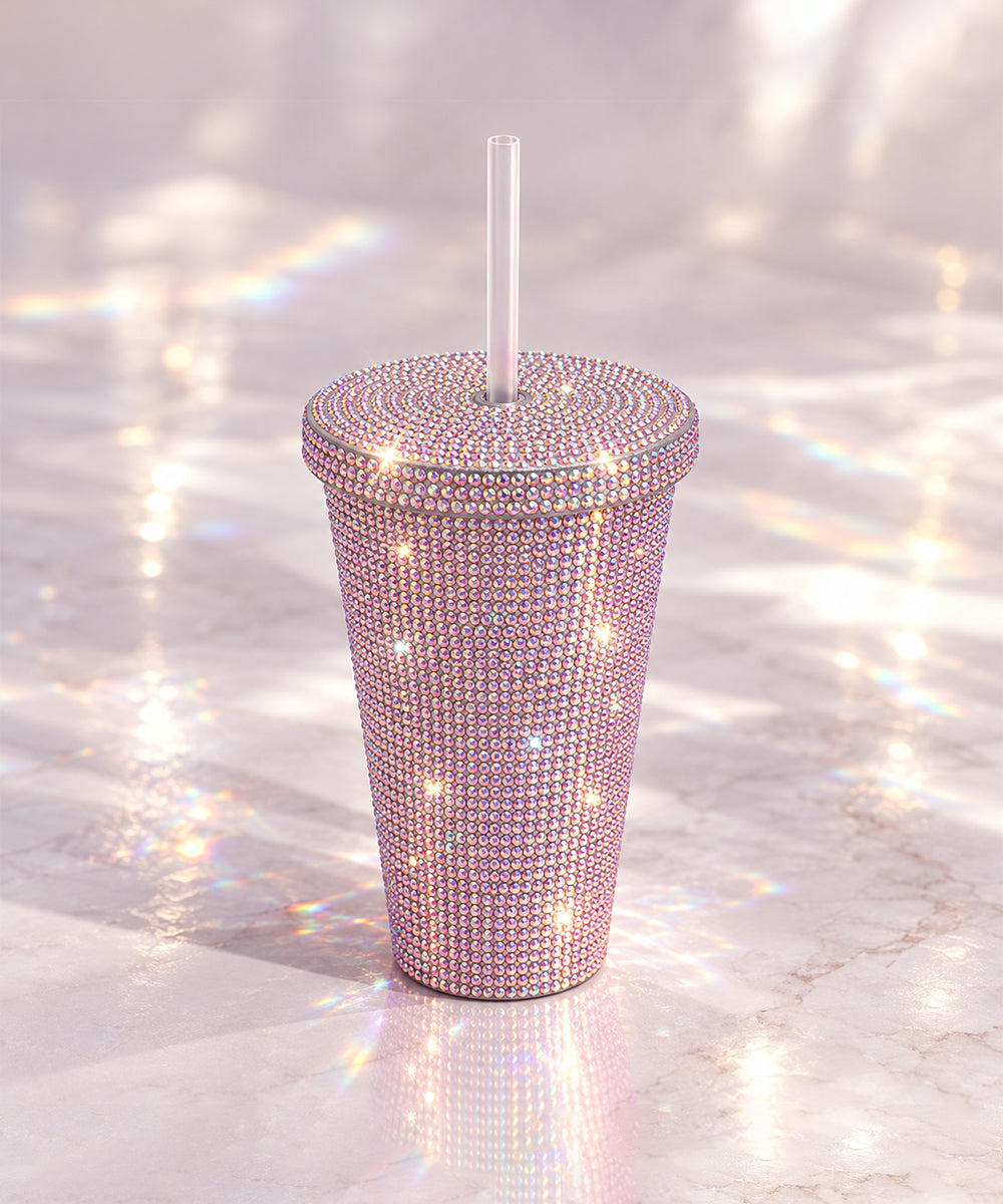 Hamster London Crystal Gem Sipper With Charm Pink