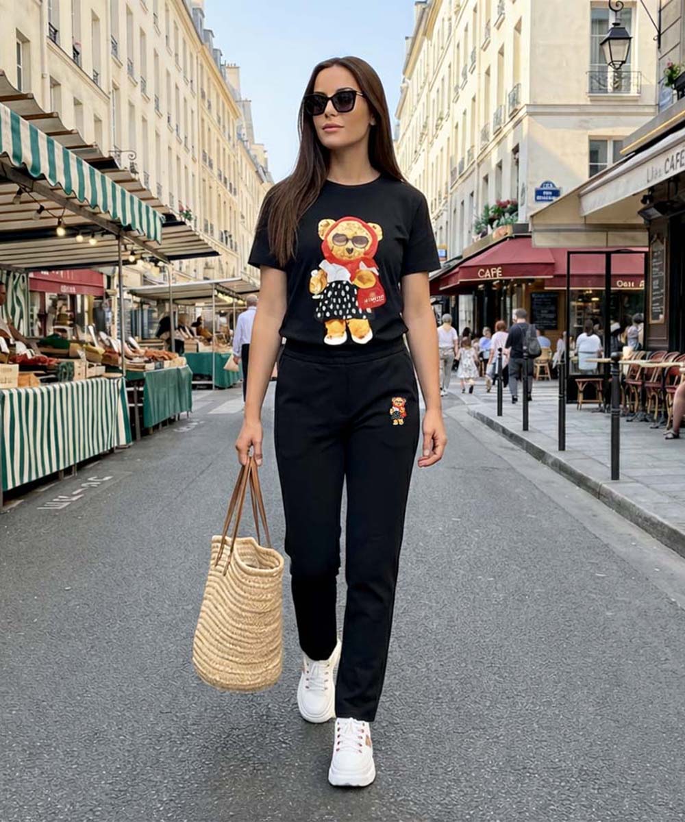 Hamster London Ted H Holiday T Shirt & Lower Cord Set Black