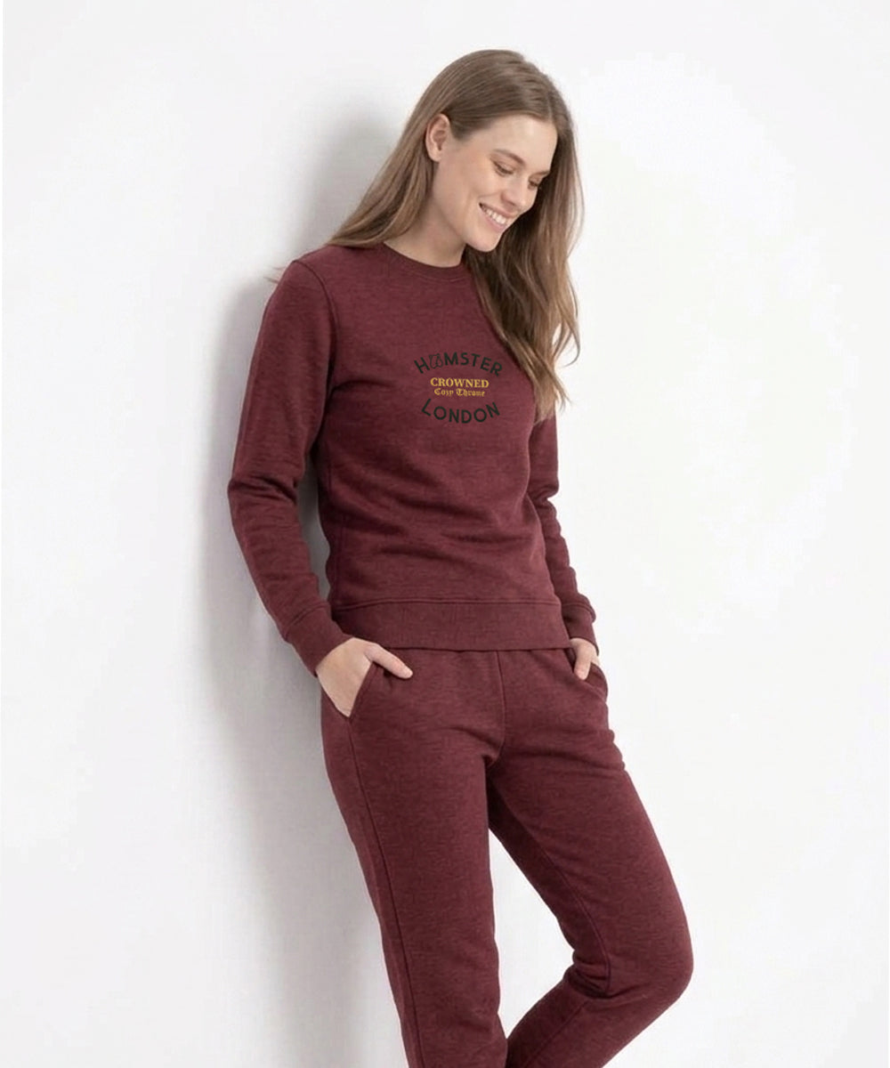 Hamster London Crowned Cozy Throne Sweatshirt & Lowers Set Maroon