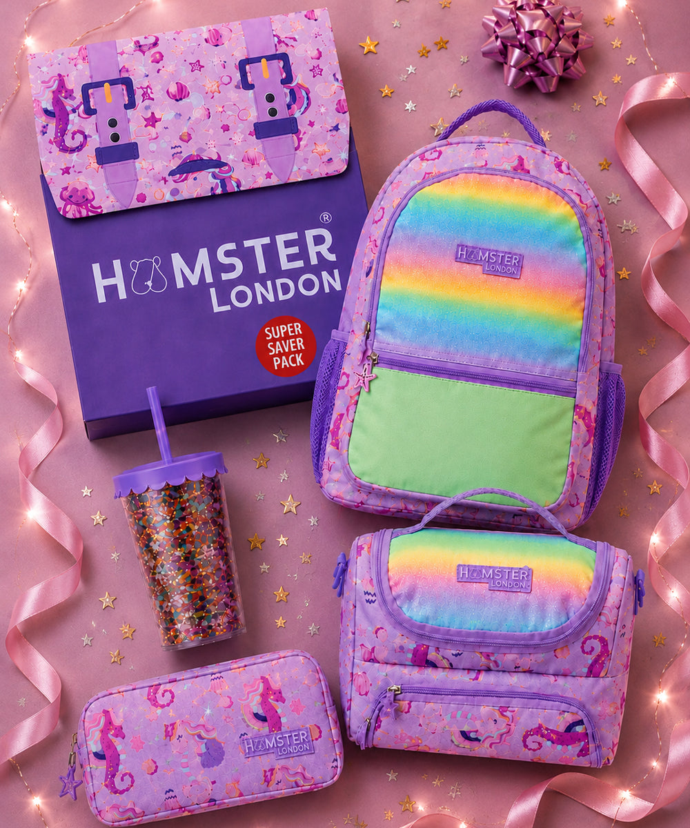 Hamster London Gift Bundle Twinkle Horn Backpack, Sling, Pouch & Sipper Set of 4