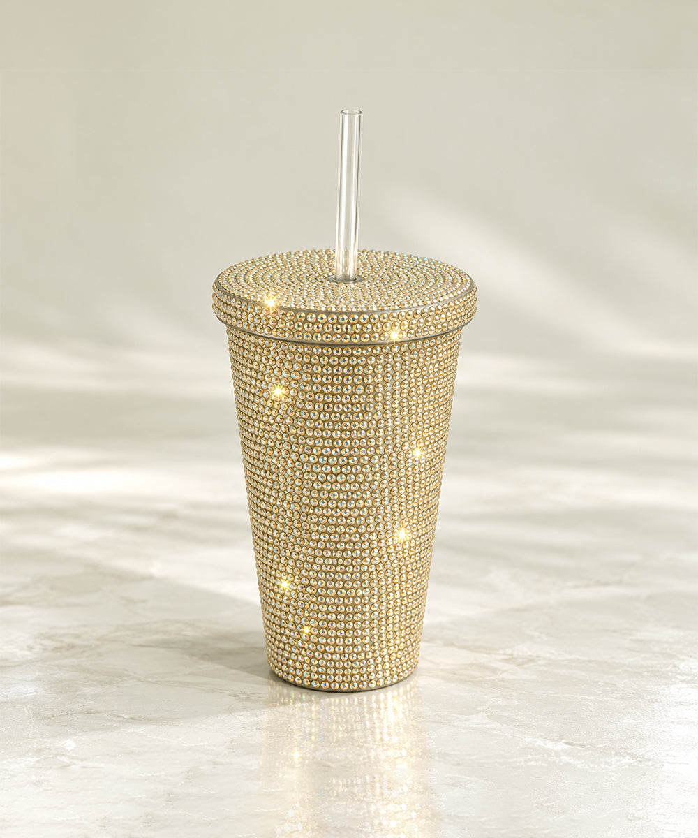 Hamster London Crystal Gem Sipper With Charm Gold