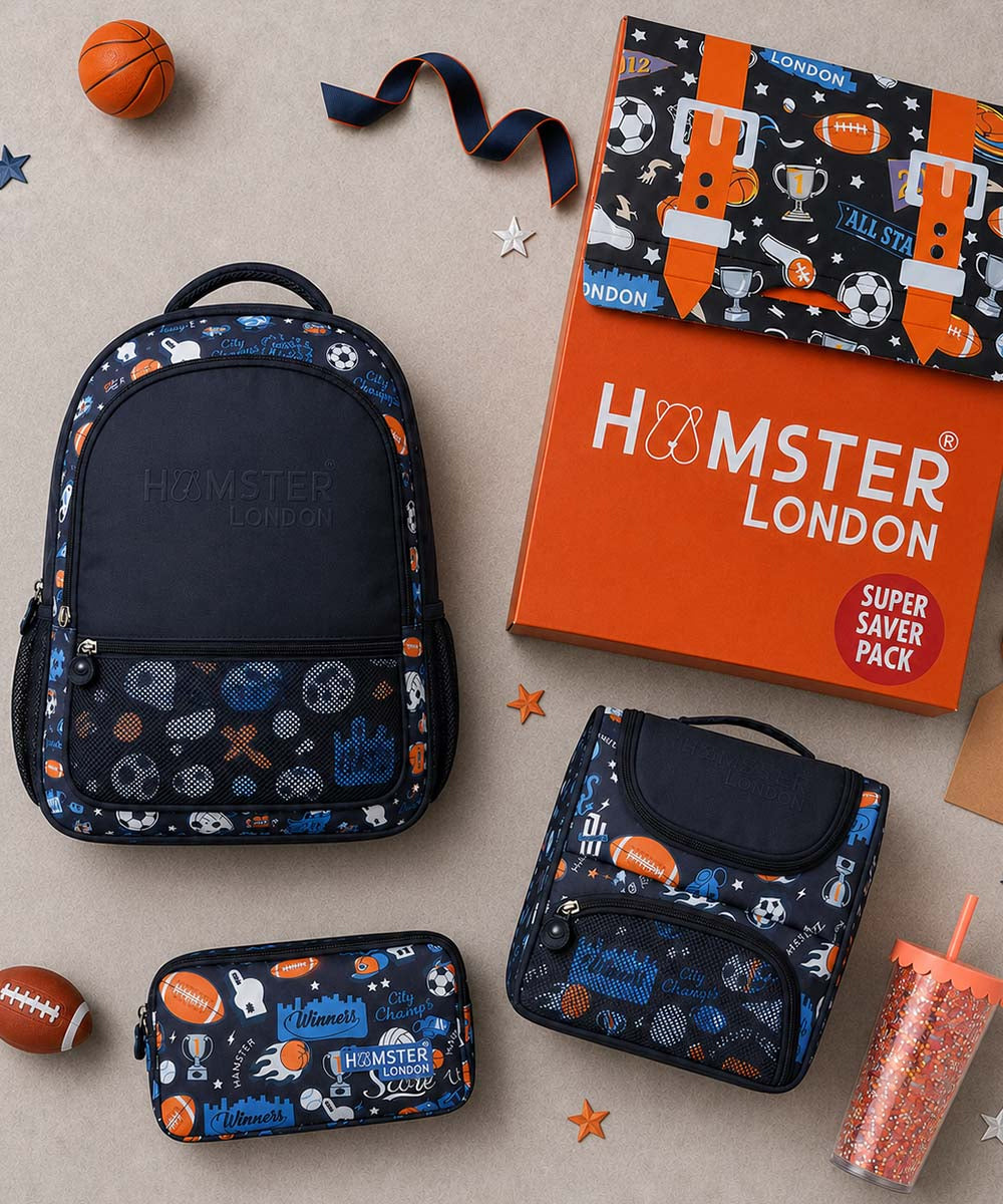 Hamster London Gift Bundle City Champ Backpack, Sling, Pouch & Sipper Set of 4