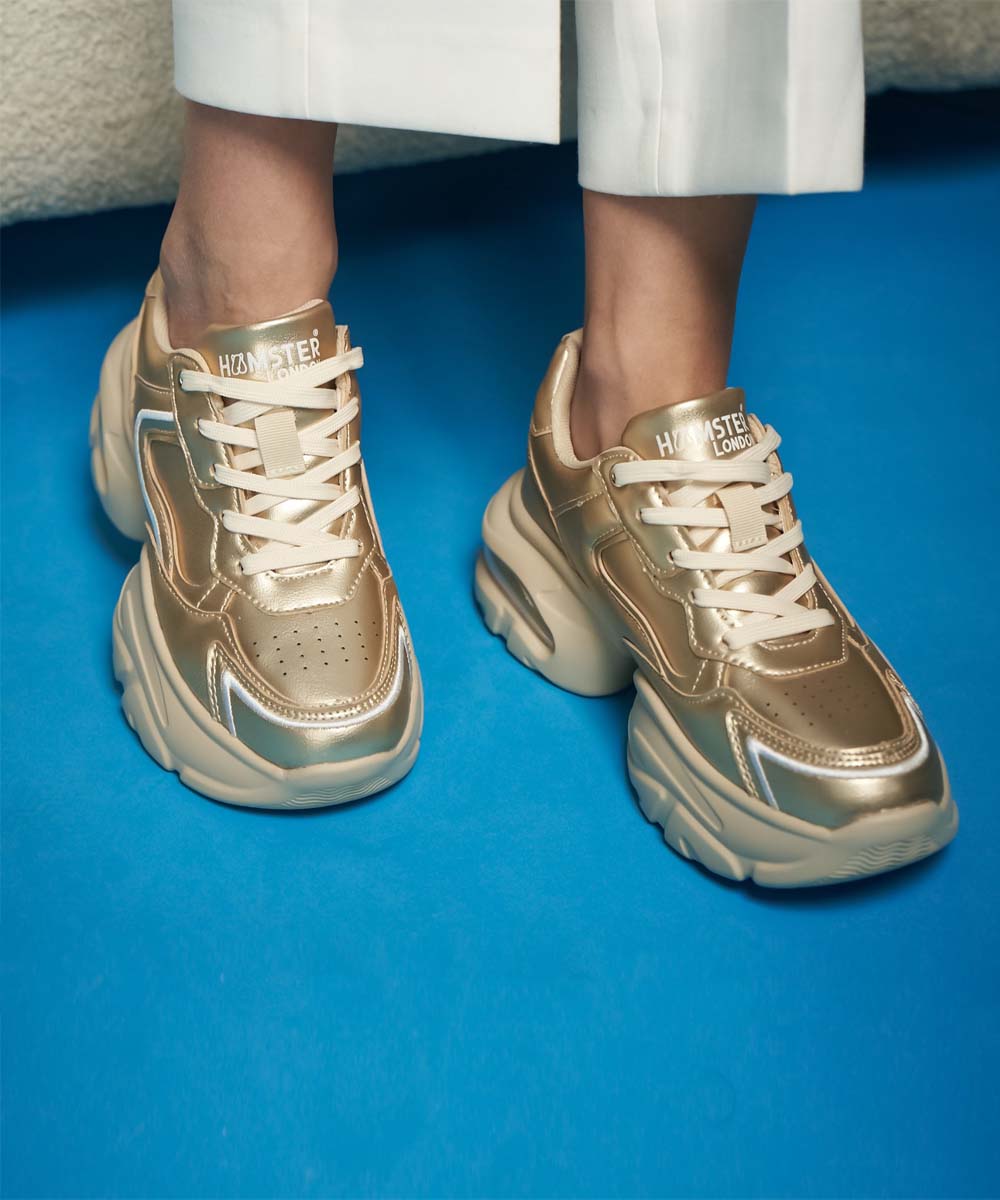Hamster London Matte Gold Party Sneakers
