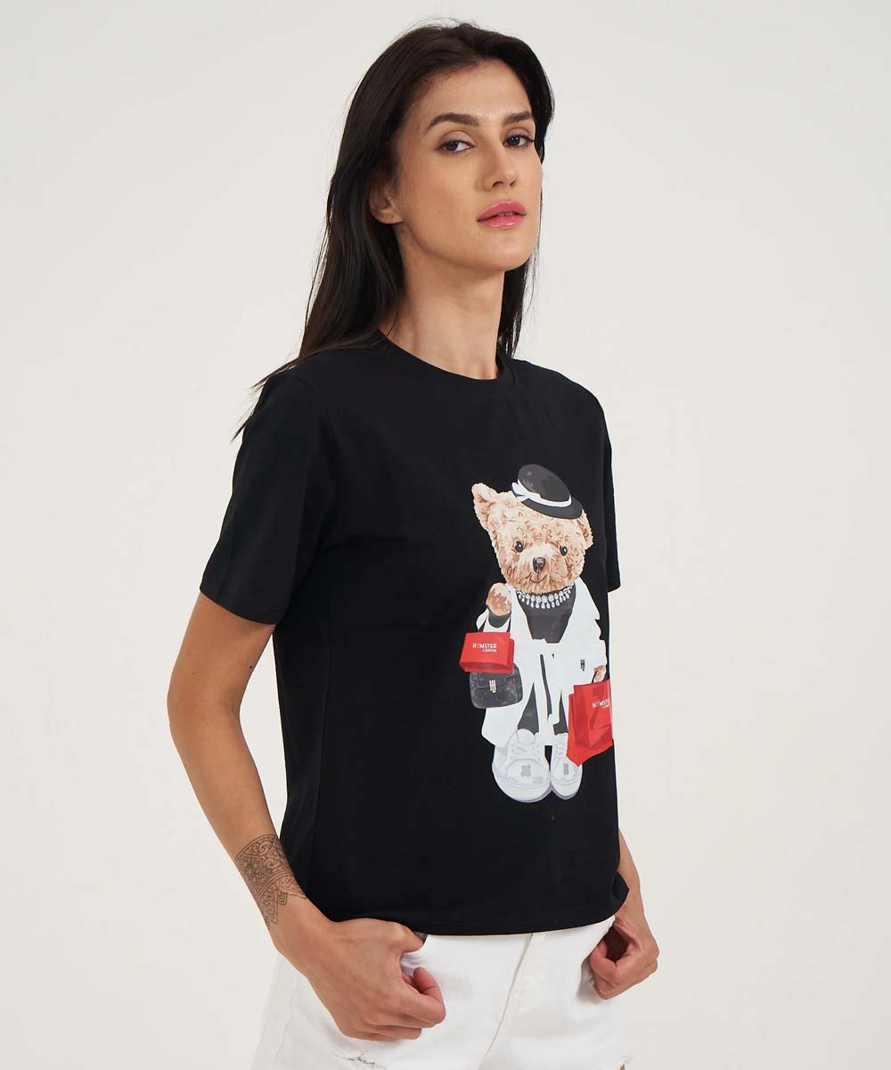 Hamster London Ted H Shopaholic T-Shirt Black