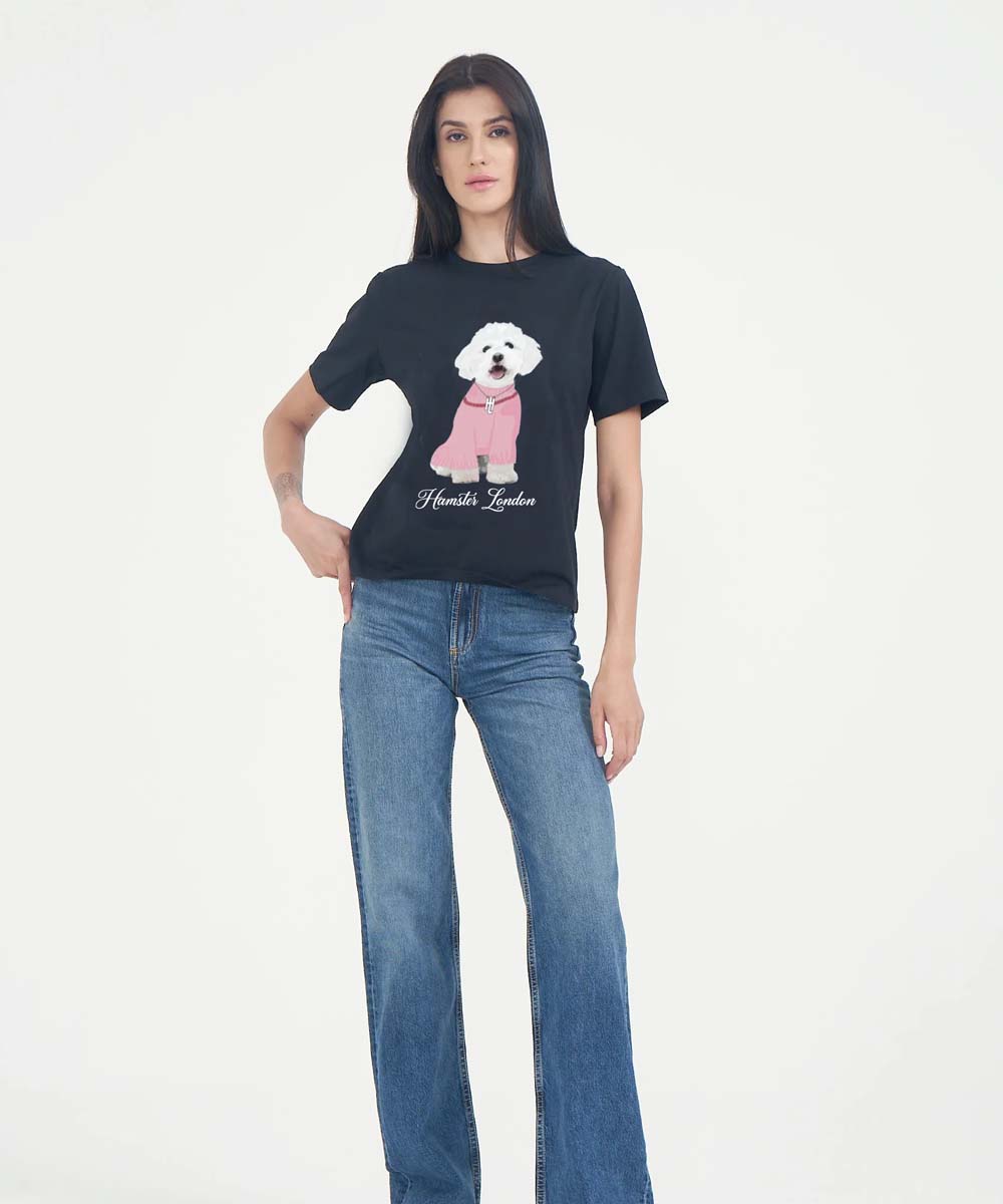 Hamster London Pup H Poodle T-shirt Black