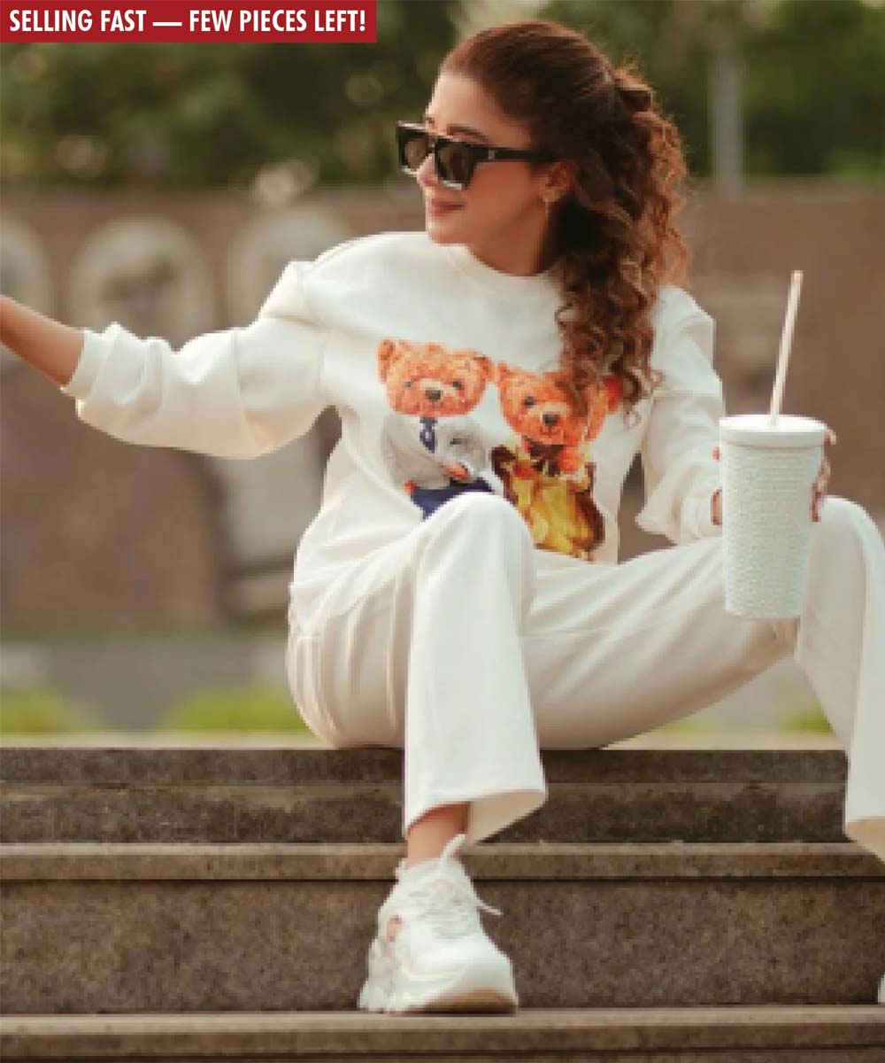 Hamster London Ted H Holiday White Sweatshirt & Lower Cord Set