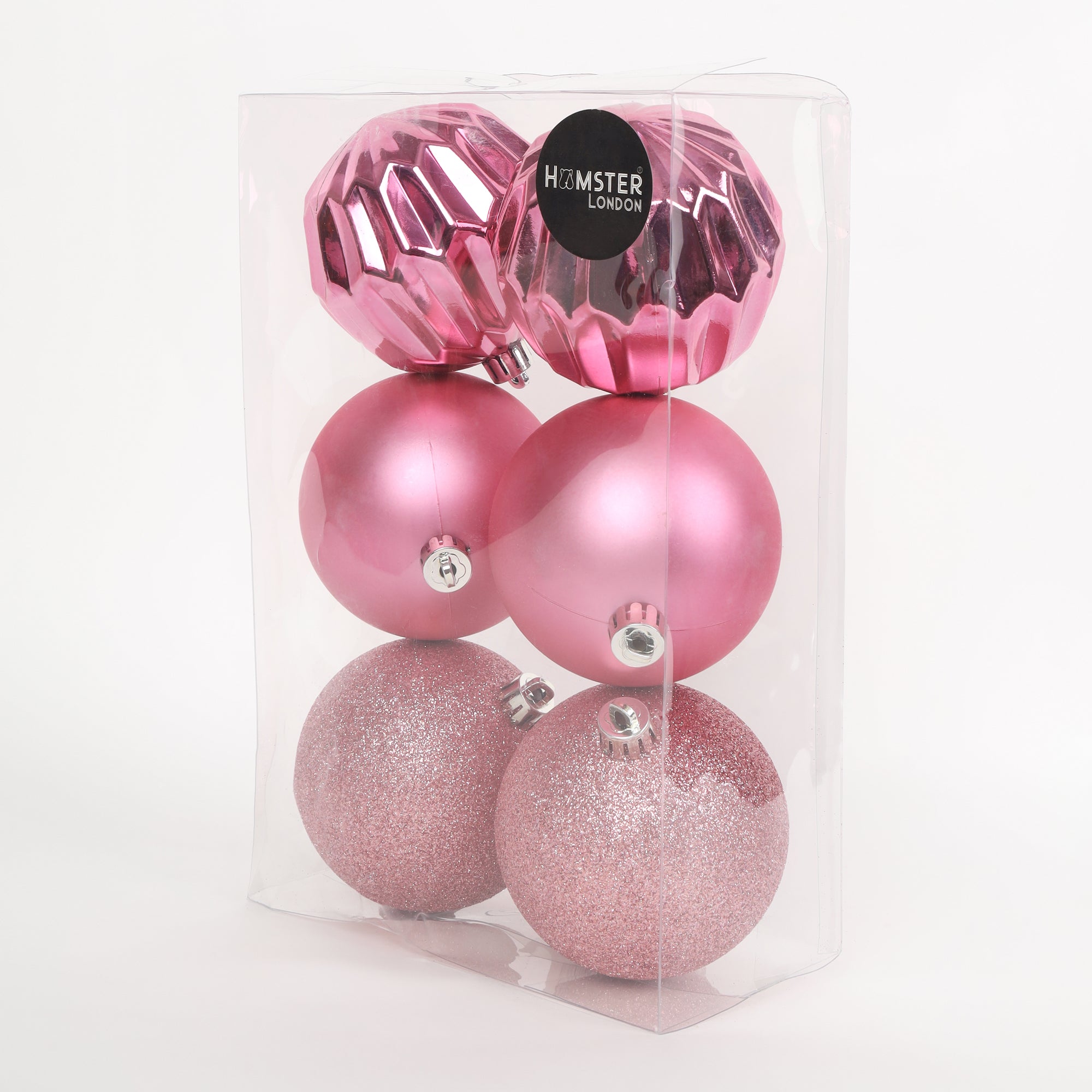 HL Holy 8cm Pink Christmas Ball Set of 6 Pieces