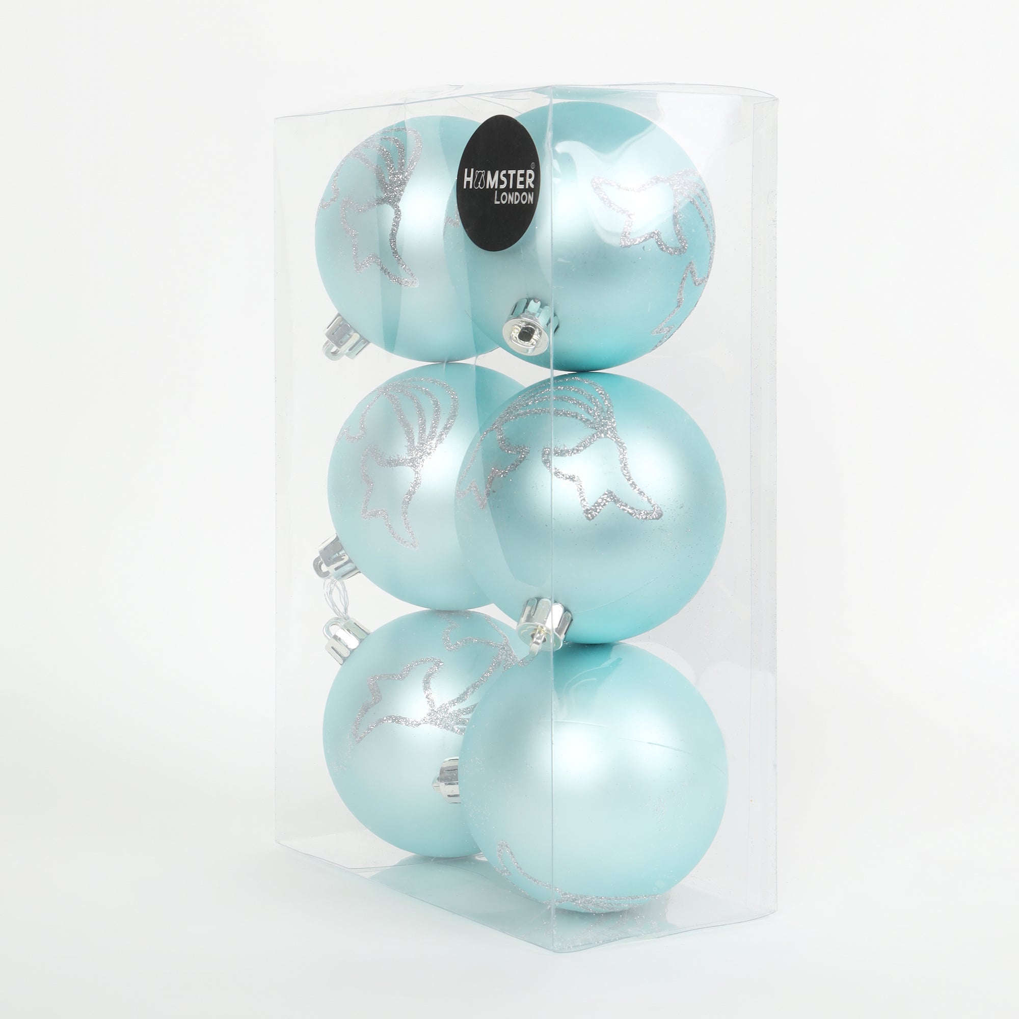 HL Holy 8cm Blue Shiny Christmas Ball Set of 6 Pieces
