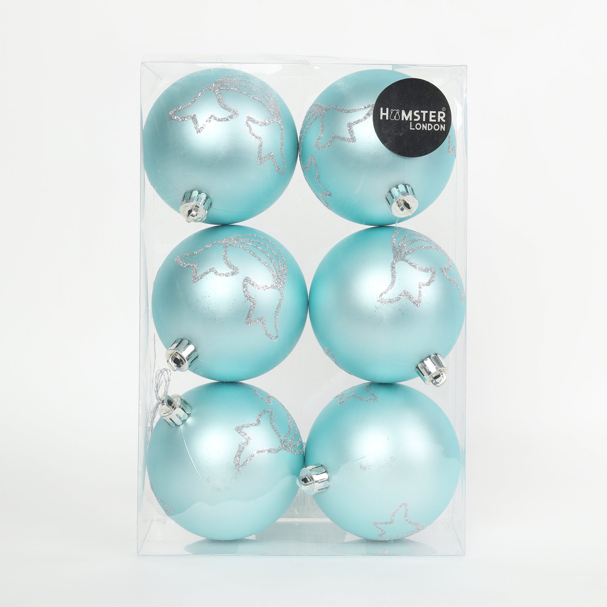 HL Holy 8cm Blue Shiny Christmas Ball Set of 6 Pieces