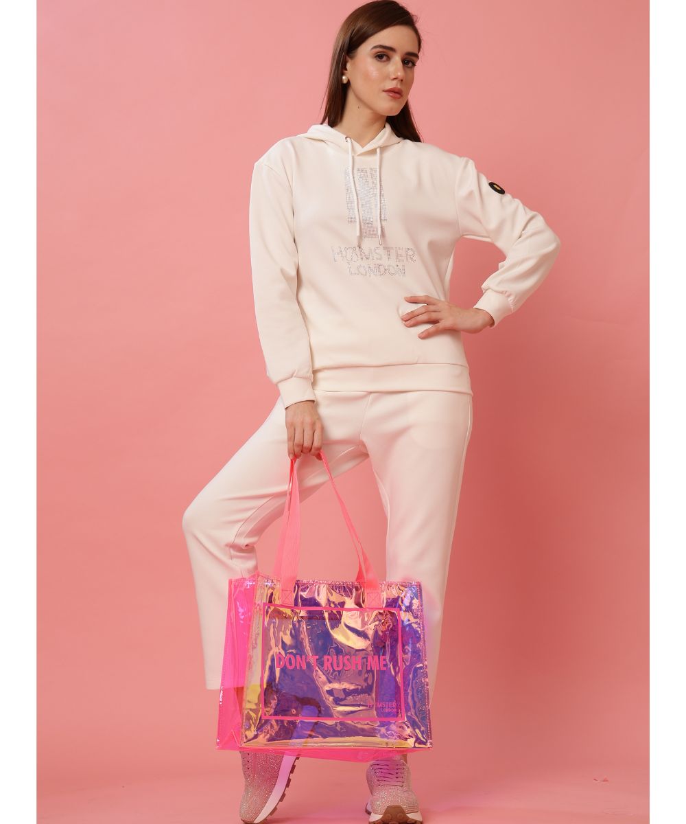 Hamster London Shiny Classic Don't Rush Me Tote Bag Pink
