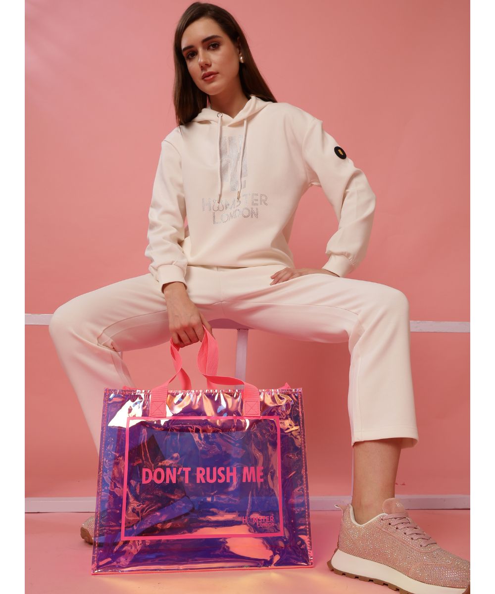 Hamster London Shiny Classic Don't Rush Me Tote Bag Pink