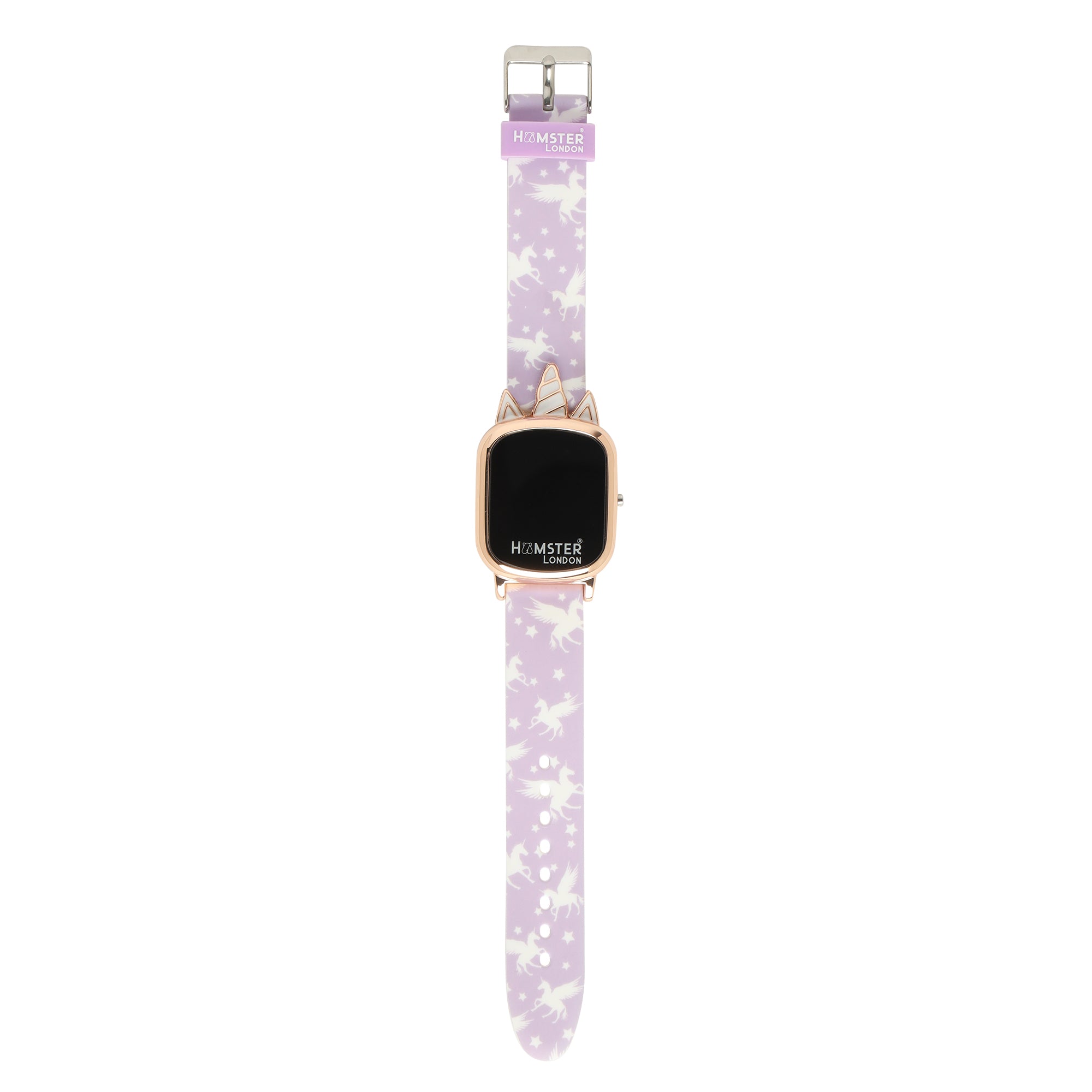 Hamster London Unicorn Metal Horn Purple Digital Watch