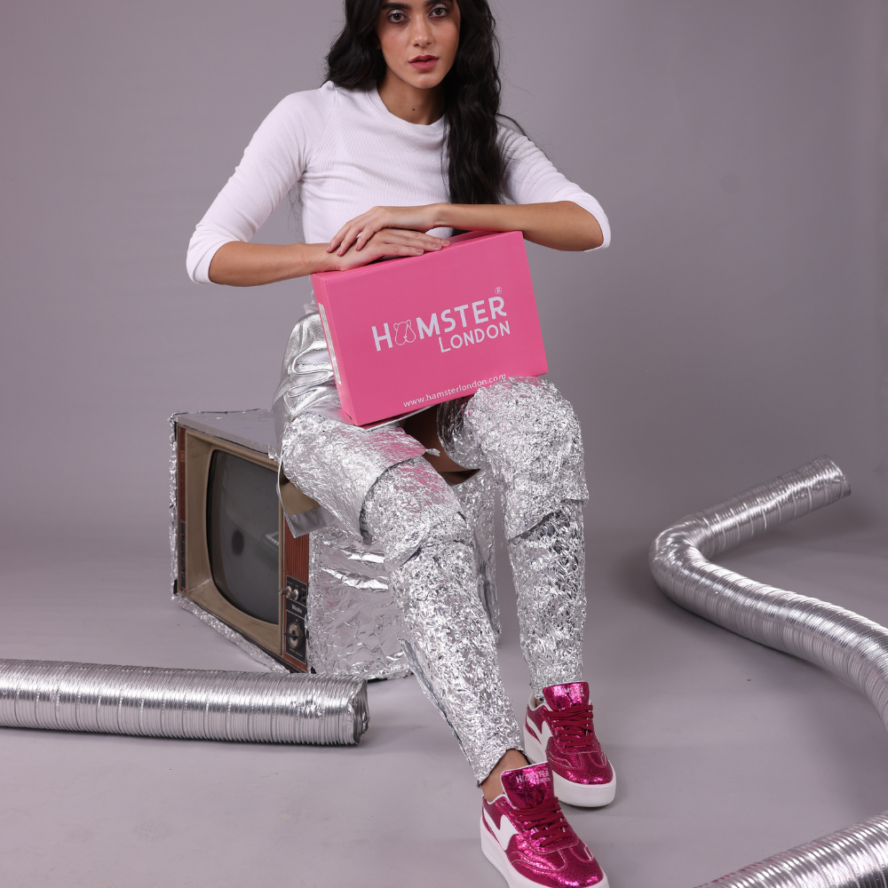 Hamster London Holiday Party Pink Sneakers