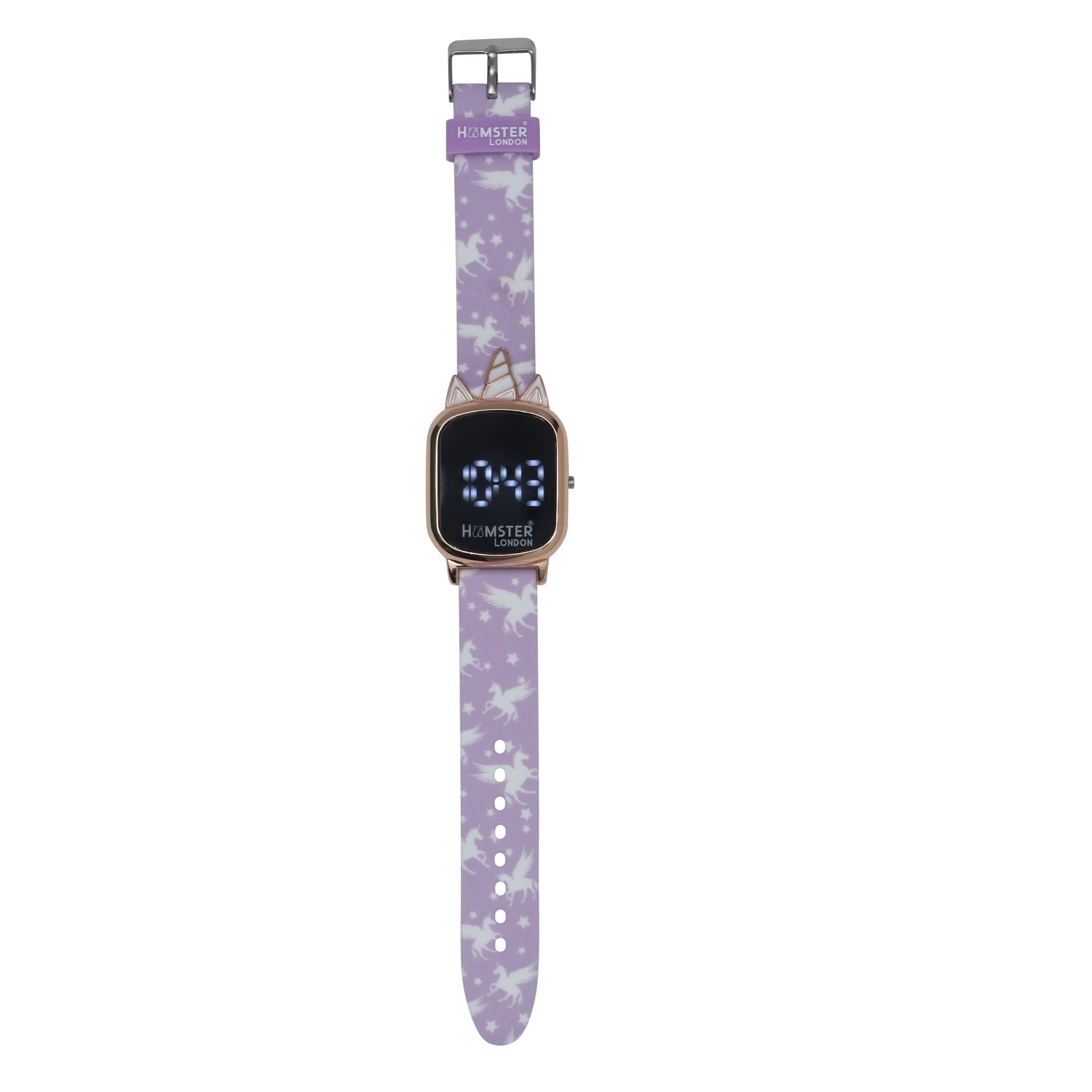 Hamster London Unicorn Metal Horn Purple Digital Watch