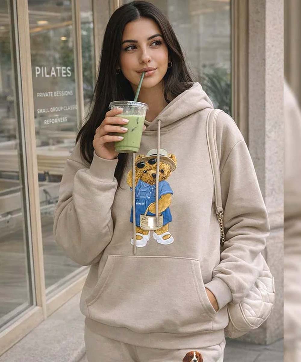 Hamster London Ted H Holiday Beige Hoodie & Lower Cord Set