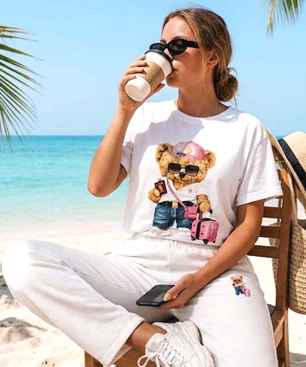 Hamster London Ted H Holiday T Shirt & Lower Cord Set White