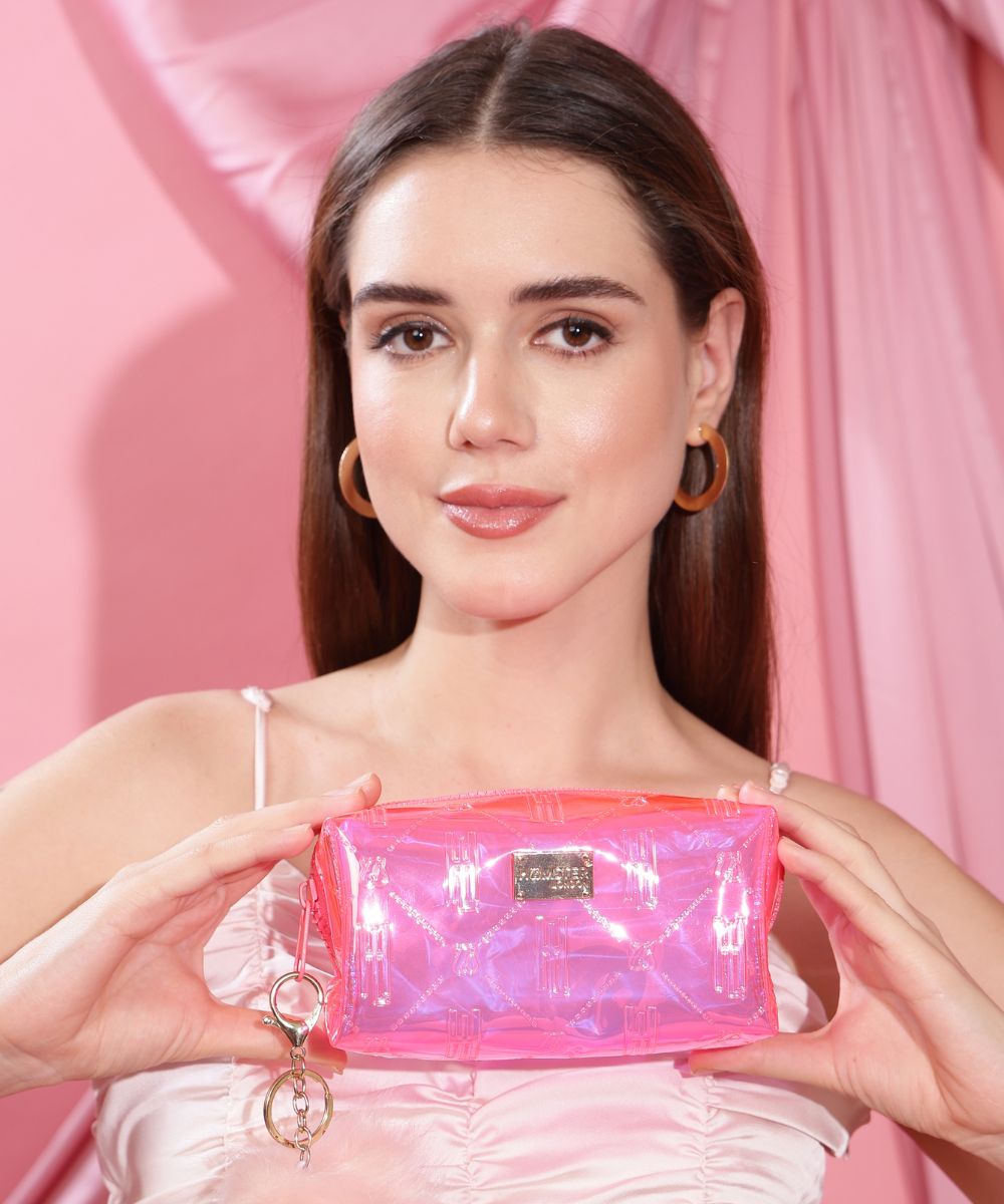 Hamster London Raver Pink Pouch with Pom Pom