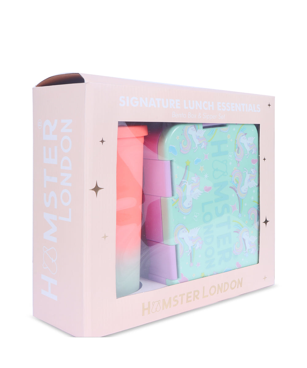 Hamster London Bento Box Twinkle Horn Unicorn and Sipper Set