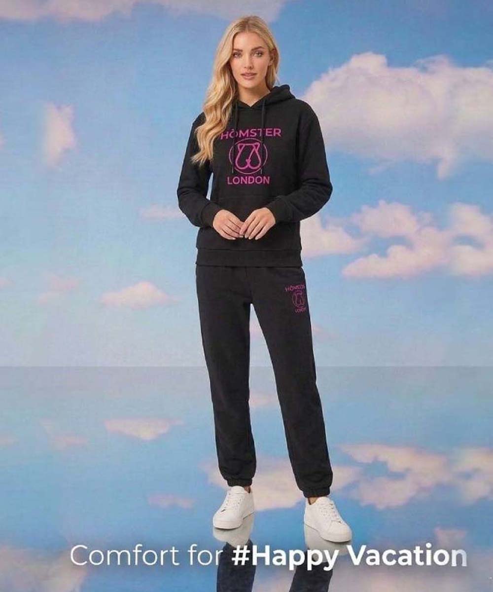 Hamster London Teddy Neon Hoodie Coord Set Black