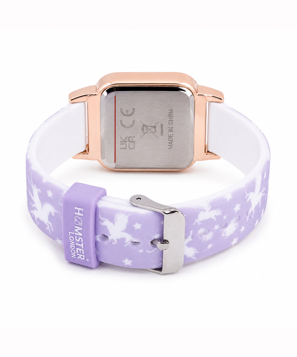 Hamster London Unicorn Metal Horn Purple Digital Watch