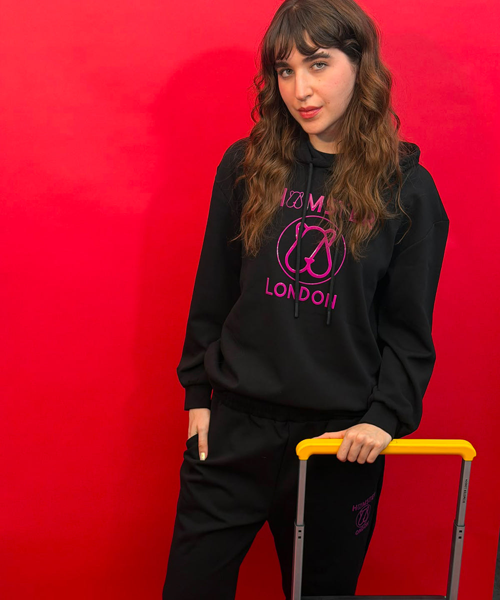 Hamster London Teddy Neon Hoodie Coord Set Black