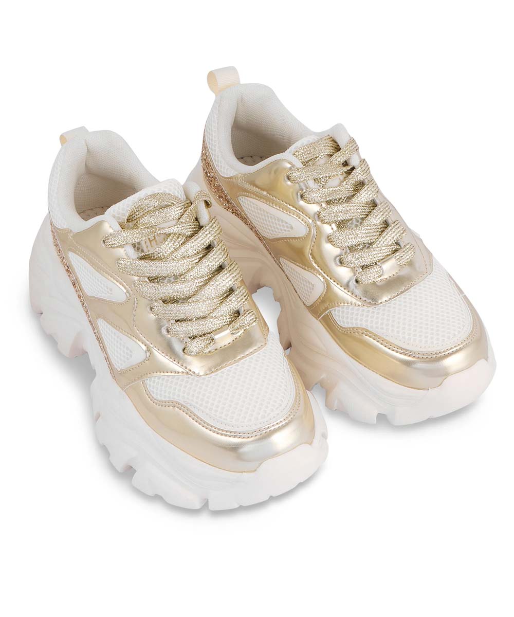 Hamster London Marcella Glitz Party Gold Sneakers